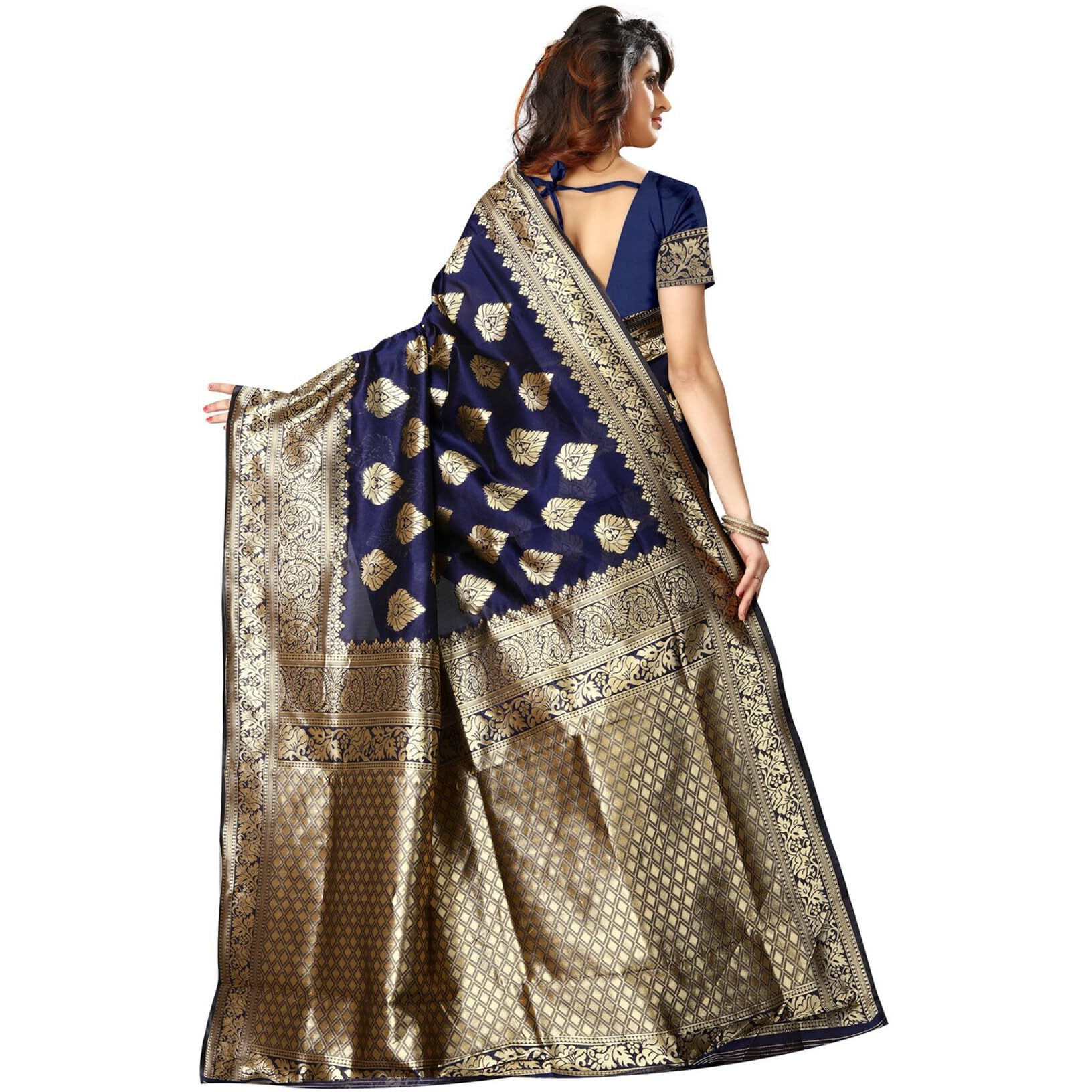 Sugathari Womens Banarasi Saree Pure Kanjivaram Silk Saree Soft new ladies 2023 Design Wear Pattu Sarees Latest Cotton Party Sari collections With Blouse Piece for Wedding sadi (SAM PARI-24 N.BLUE)