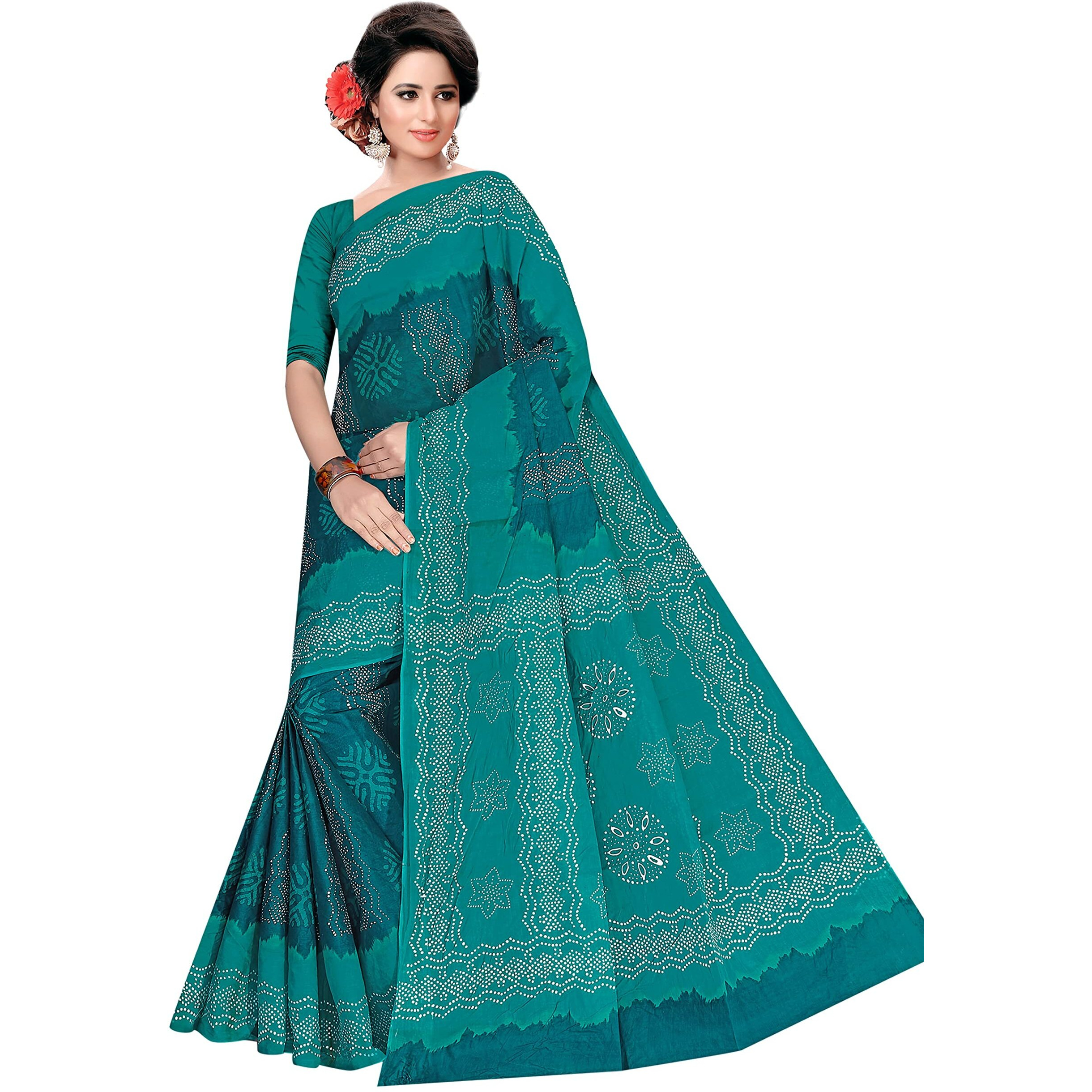 TAMAIRA FASHION Womens Plain Weave Pure Cotton Saree Without Blouse Piece(1856_Seagreen)