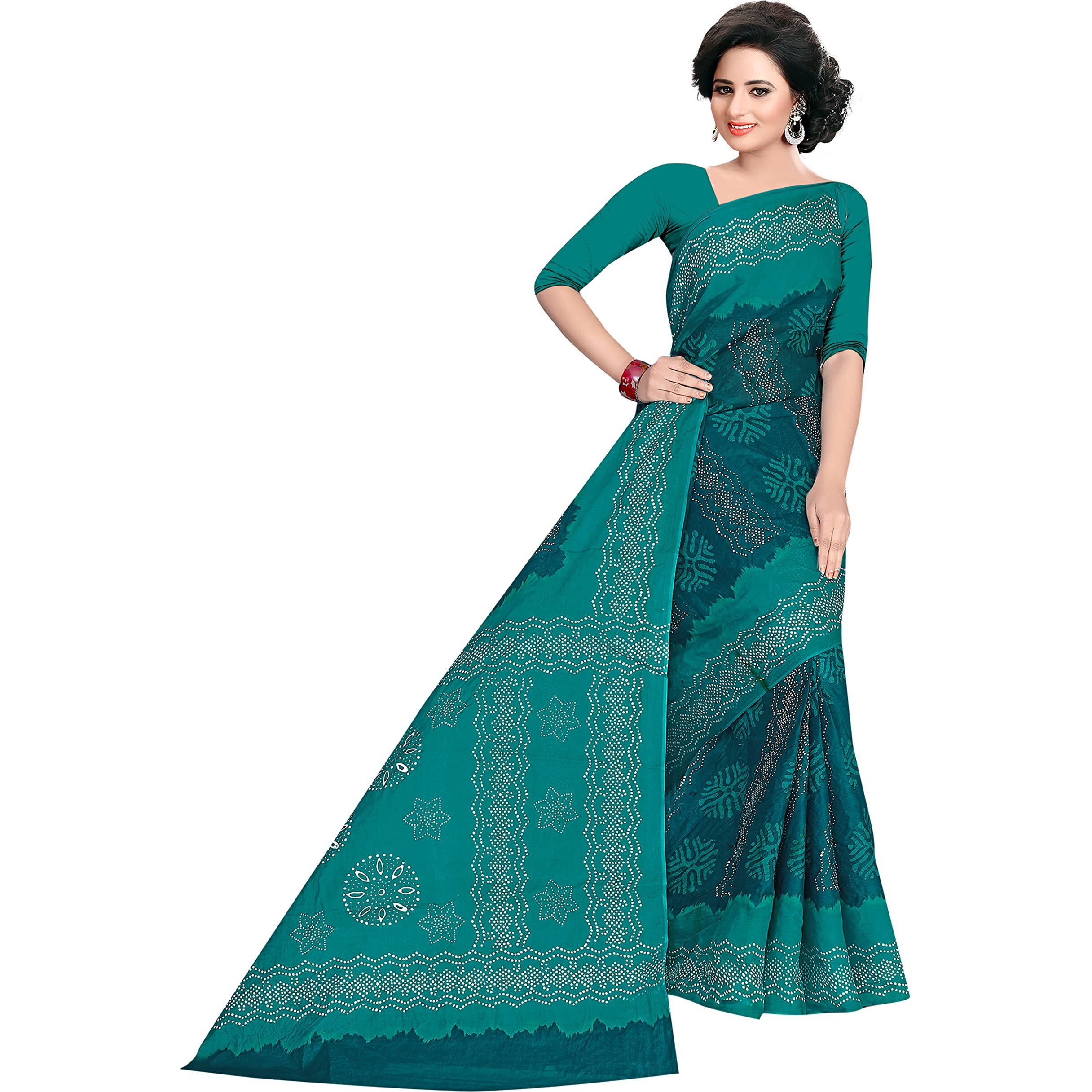 TAMAIRA FASHION Womens Plain Weave Pure Cotton Saree Without Blouse Piece(1856_Seagreen)