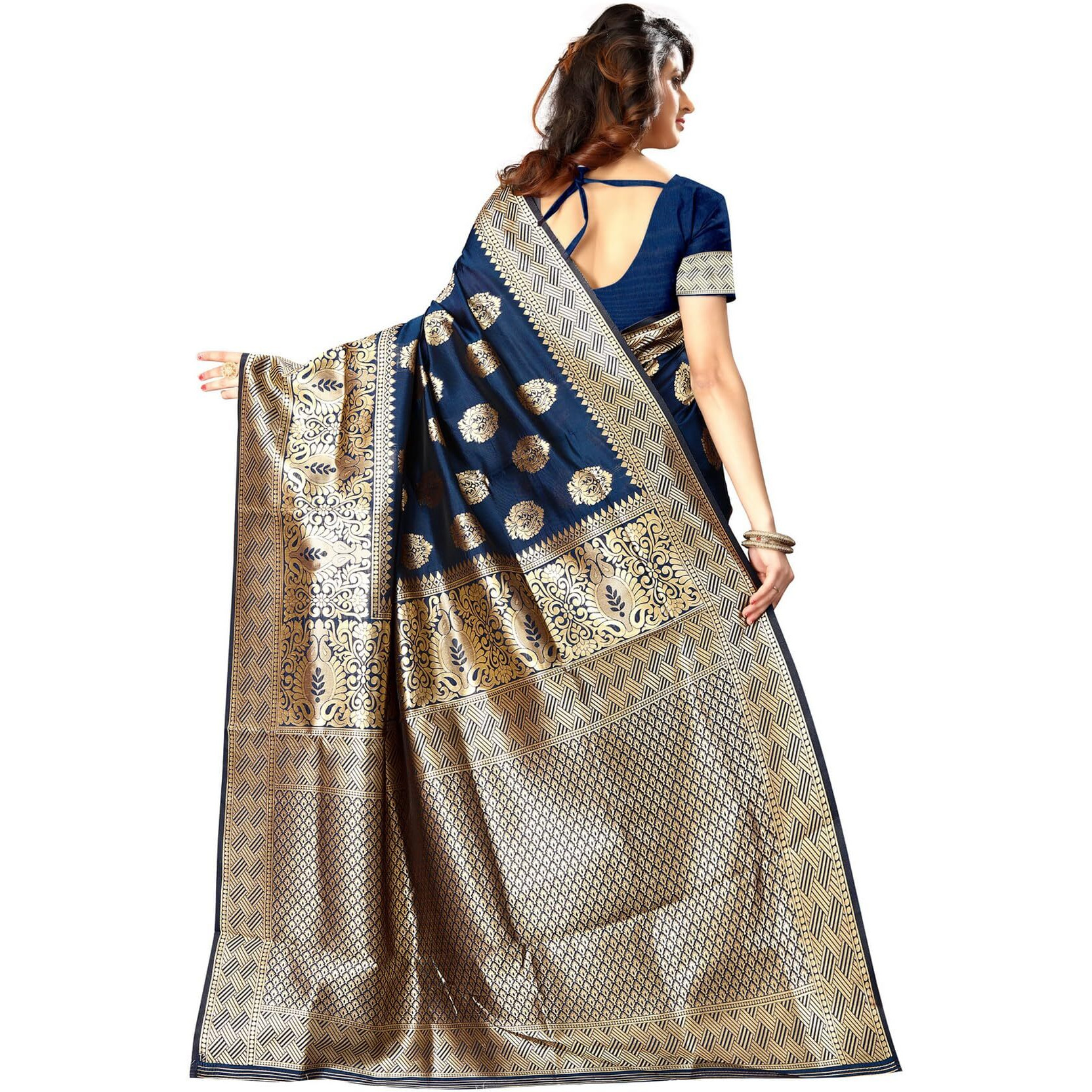 Sugathari Womens Banarasi Saree Pure Kanjivaram Silk Saree Soft new ladies 2023 Design Wear Pattu Sarees Latest Cotton Party Sari collections With Blouse Piece for Wedding sadi (SAM PARI-20-N BLUE)