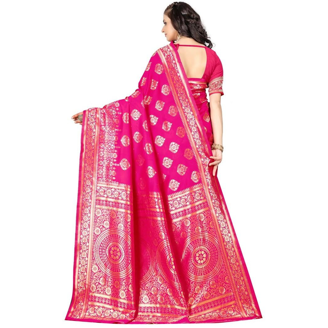 Sugathari Womens Banarasi Saree Pure Kanjivaram Silk Saree Soft new ladies 2023 Design Wear Pattu Sarees Latest Cotton Party Sari collections With Blouse Piece for Wedding sadi (SAM PARI S-3 RANI)