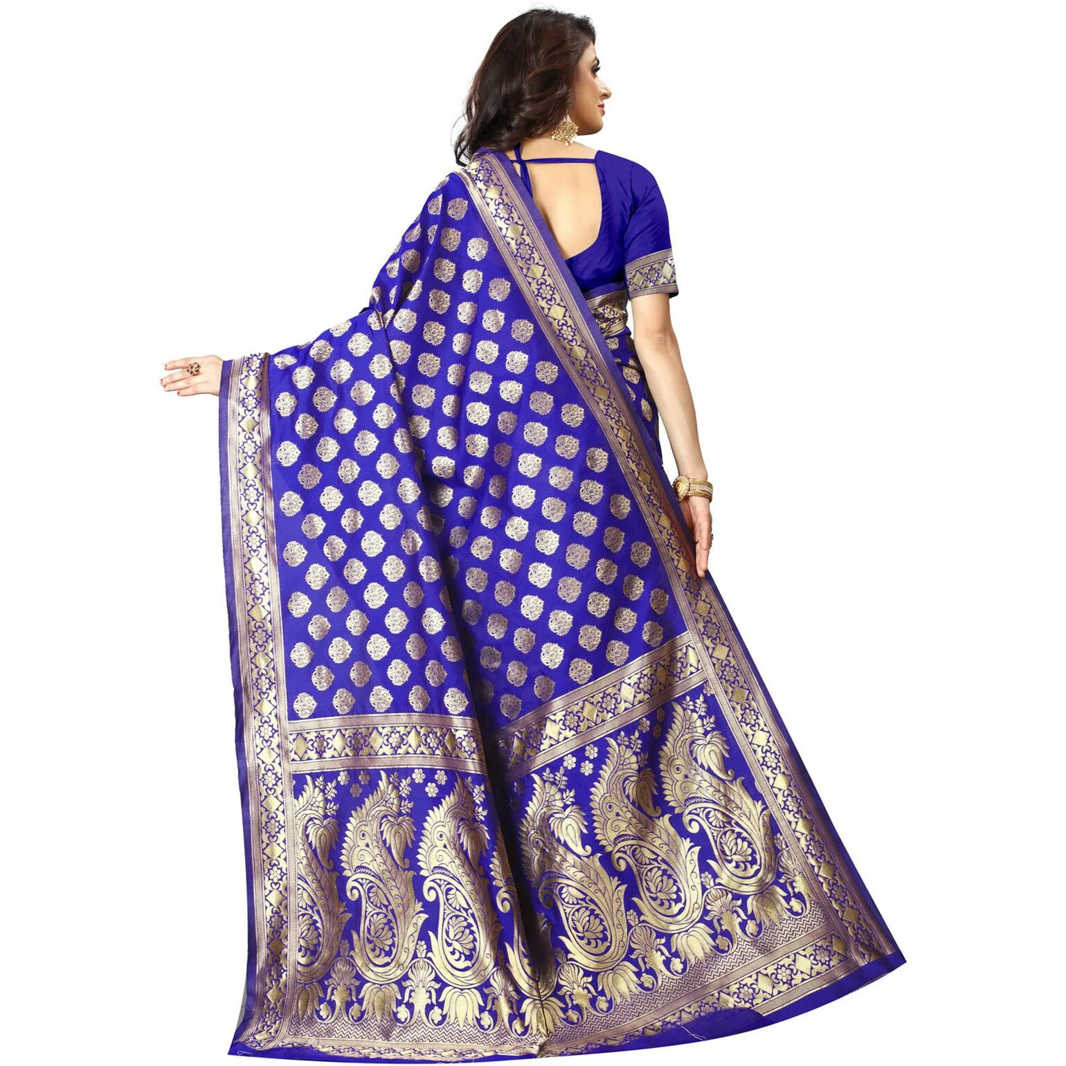 Sugathari Womens Art Silk Royal Blue Kanchipuram Saree (SAN PARI 72 R BLUE)