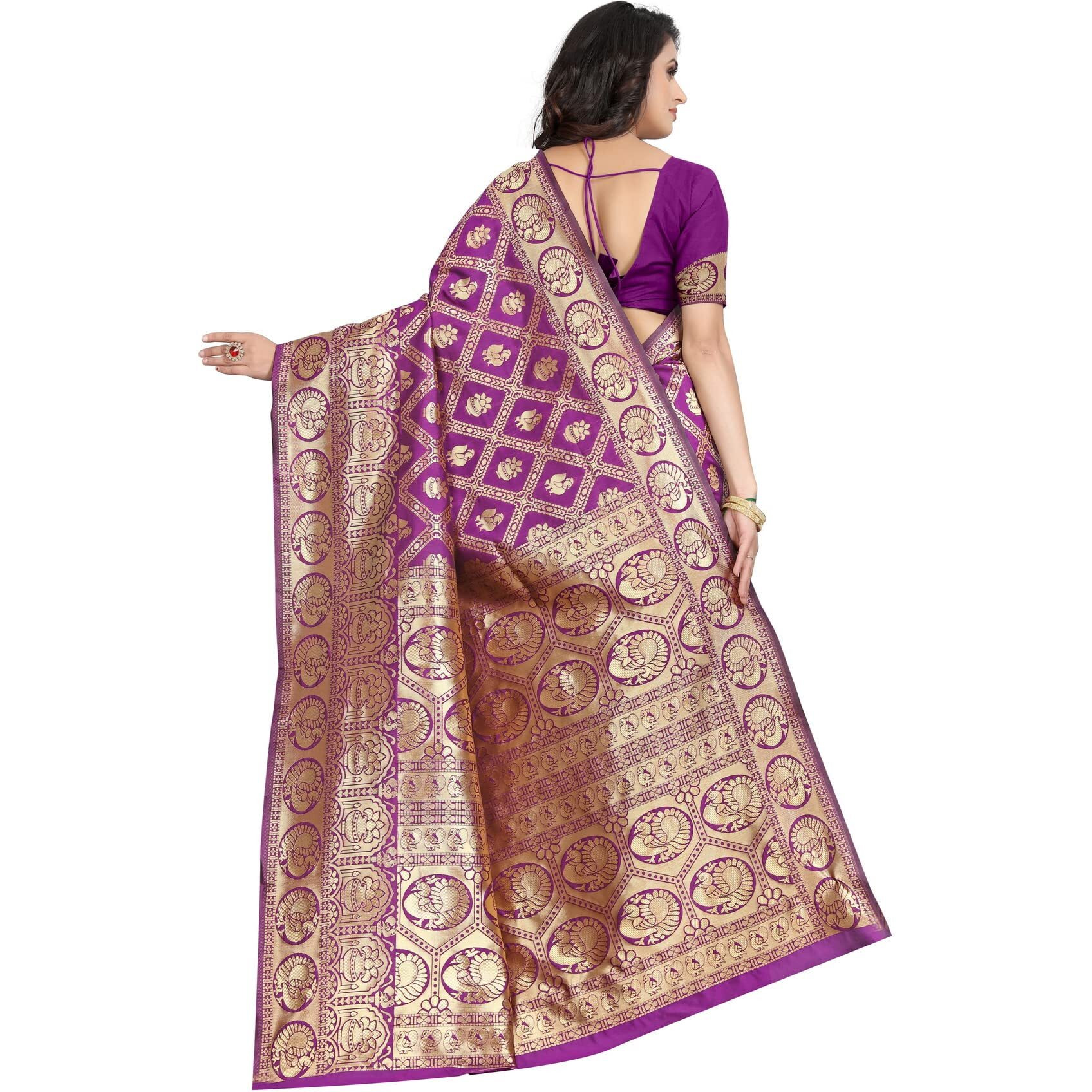 Sugathari Womens Banarasi Saree Pure Kanjivaram Silk Saree Soft new ladies 2023 Design Wear Pattu Sarees Latest Cotton Party Sari collections With Blouse Piece for Wedding sadi (SAM SAN 9017-WINE)
