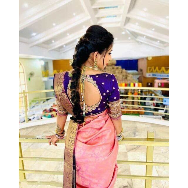 Yashika Womens Fancy Banarasi Kanjivaram Art Silk Saree with Blouse Pieces||Light Pink Coloured Kanjivaram Saree|| AZ-YS-OG-YODDHA PINK