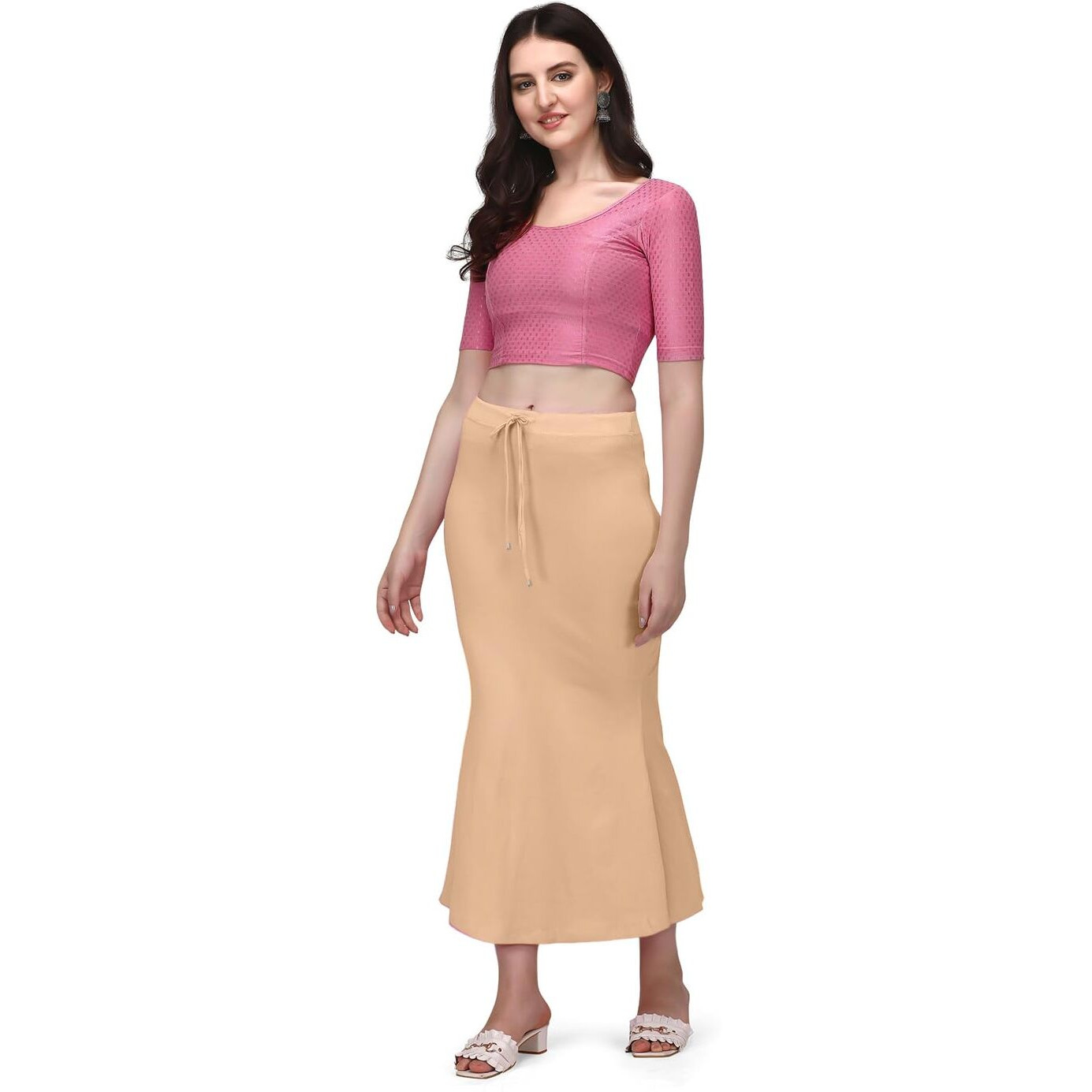 BUYONN Saree Shapewear for Women, Saree Shapewear Petticoat for Women, Lycra Saree Shaper for Saree (XL, Beige)