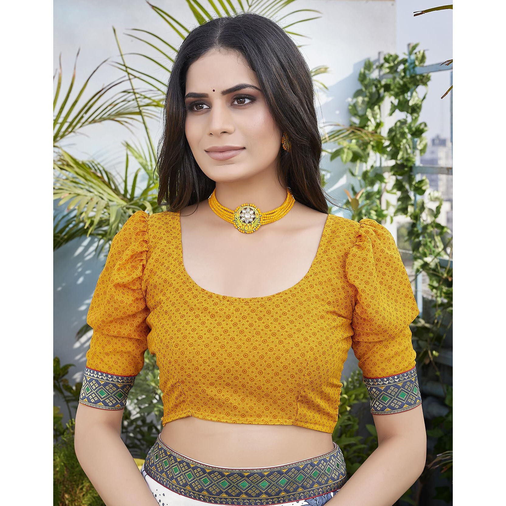 Yashika Womens Georgette Saree Printed Saree With Unstitched Blouse Material - Suitable For All Indian Occasions and Festivals (AZ-YS-OG-KANYA YELLOW)