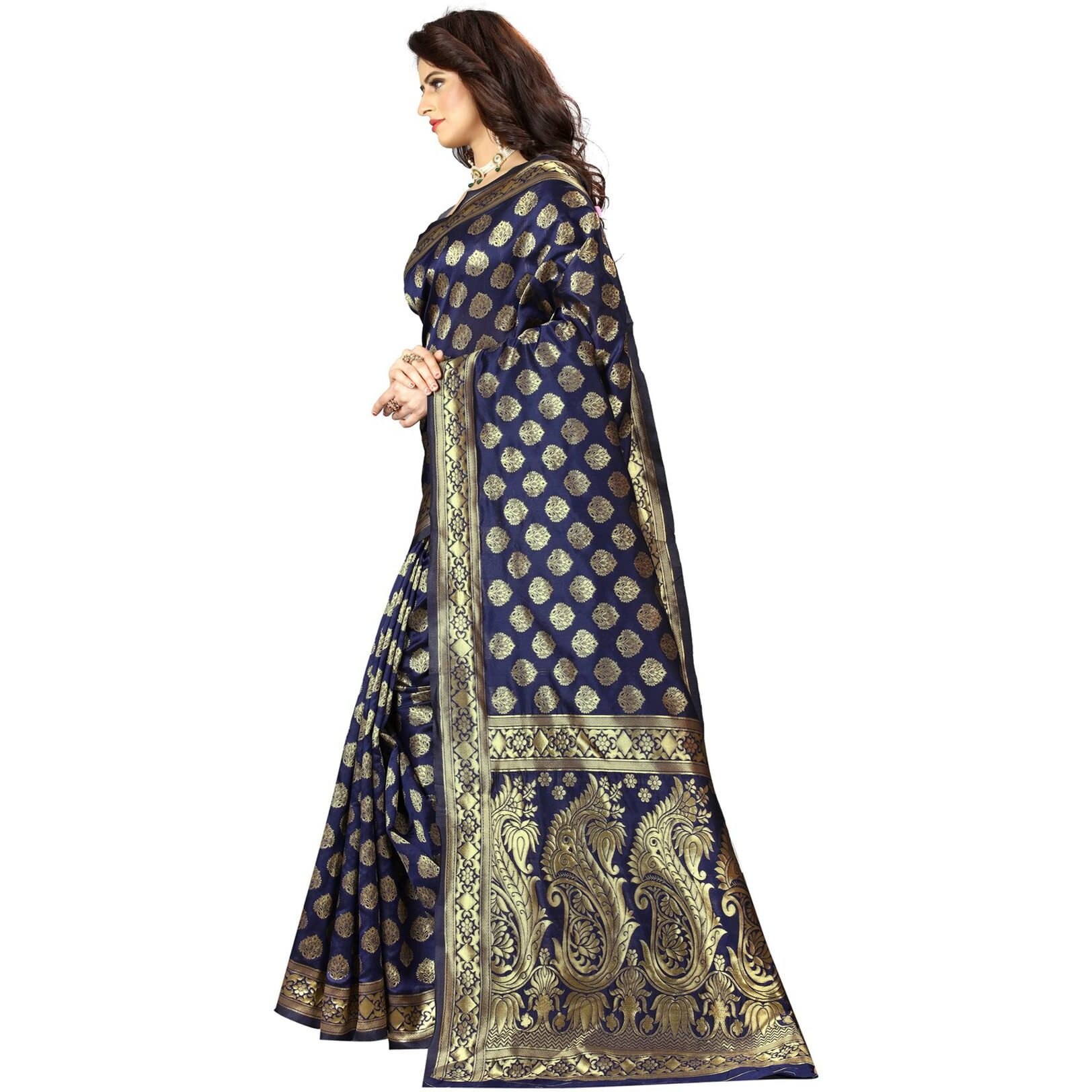 Sugathari Womens Art Silk Navy Blue Kanchipuram Saree (SAN PARI 72 N BLUE)