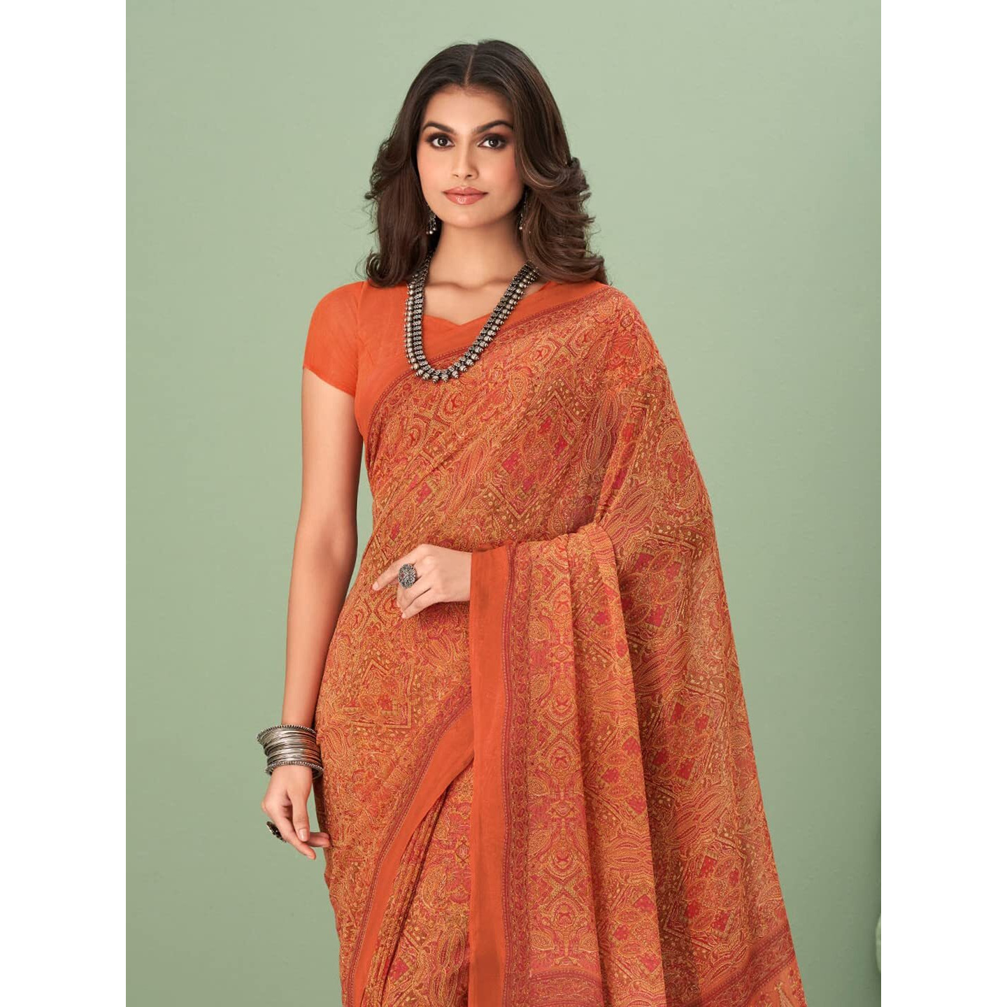 Jaanvi fashion Womens Traditional Printed Georgette Saree With Blouse Piece (raga-georgette-16502-d)
