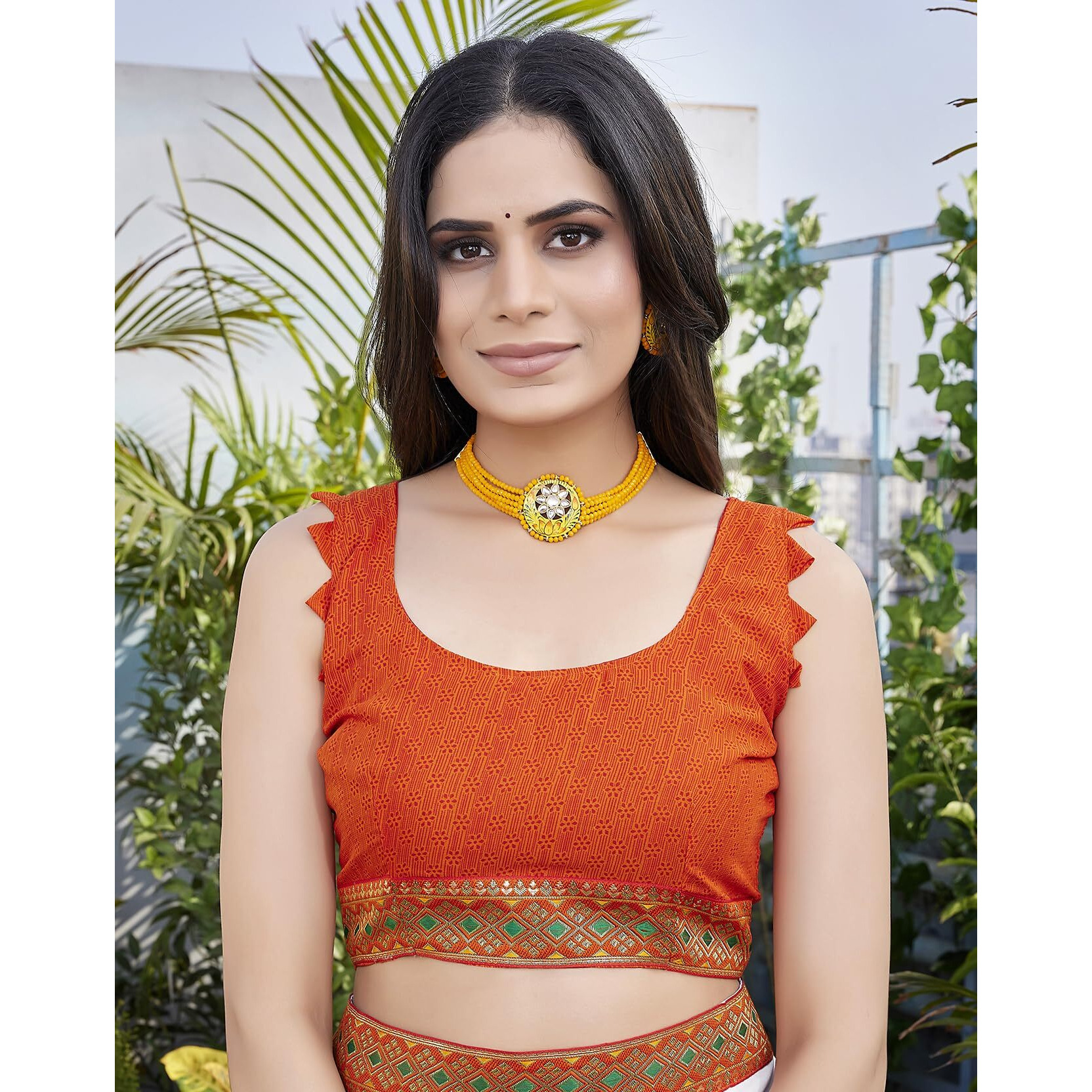 Yashika Womens Georgette Saree Printed Saree With Unstitched Blouse Material - Suitable For All Indian Occasions and Festivals (AZ-YS-OG-MURGA ORANGE)