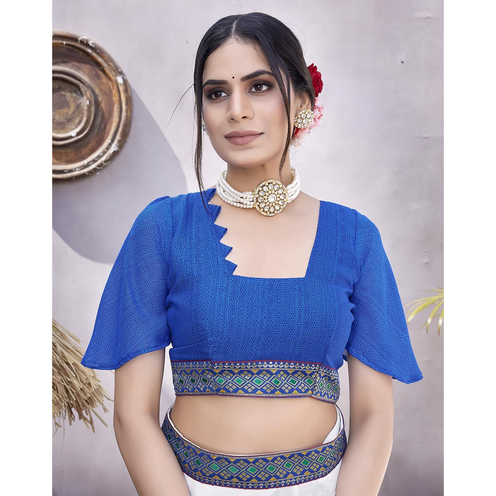 Yashika Womens Georgette Saree Printed Saree With Unstitched Blouse Material - Suitable For All Indian Occasions and Festivals (AZ-YS-OG-MURGA BLUE)