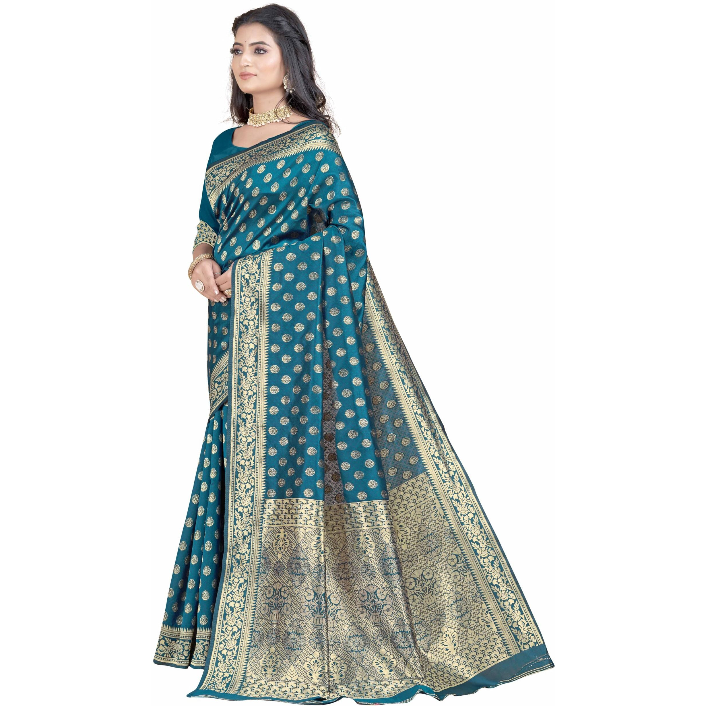 Sugathari Womens Banarasi Saree Pure Kanjivaram Silk Saree Soft new ladies 2023 Design Wear Pattu Sarees Latest Party Sari collections With Blouse Piece for Wedding sadi (SAN PARI-192 MORPITCH)