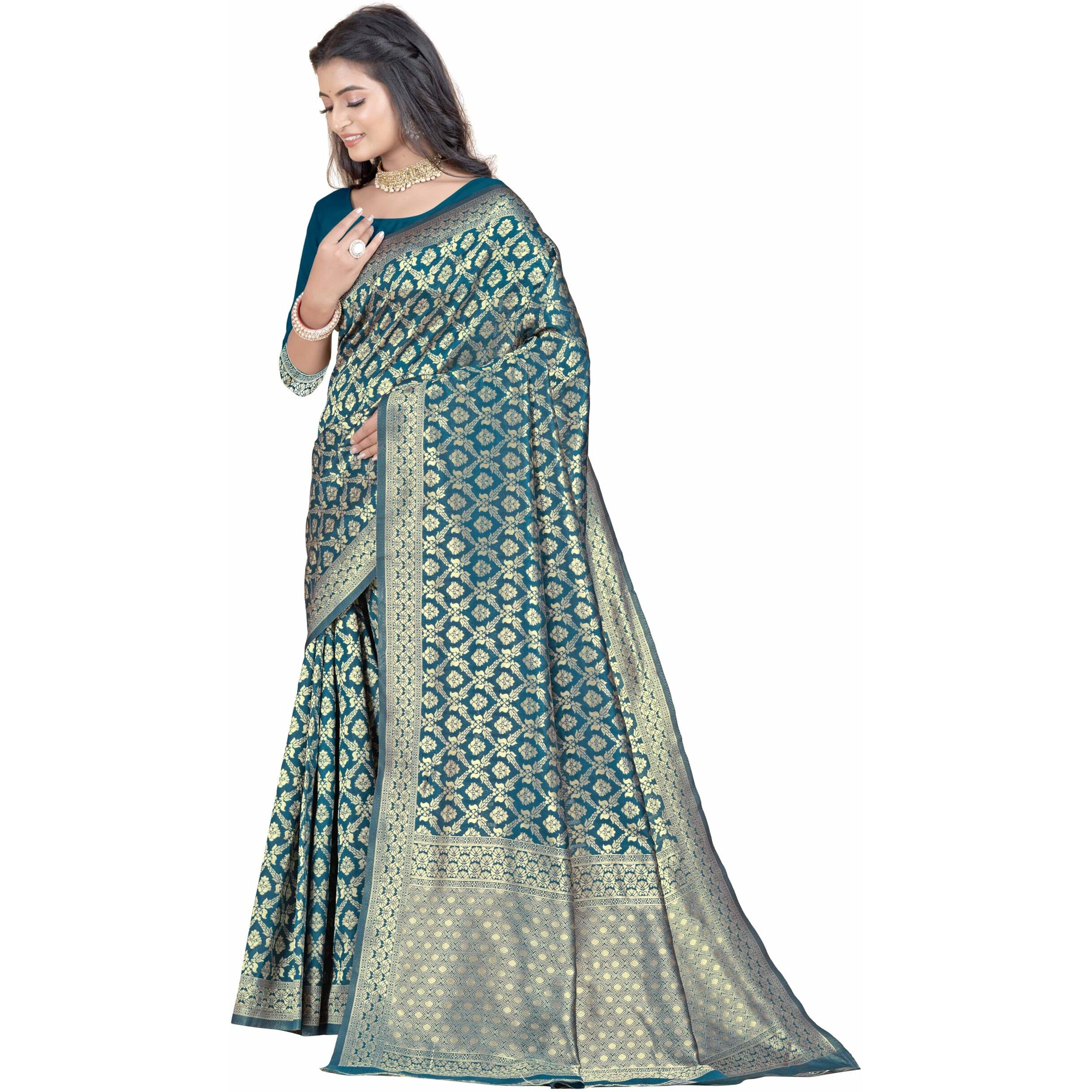 Sugathari Womens Banarasi Saree Pure Kanjivaram Silk Saree Soft new ladies 2023 Design Wear Pattu Sarees Latest Party Sari collections With Blouse Piece for Wedding sadi (SAN PARI-191 MORPITCH)
