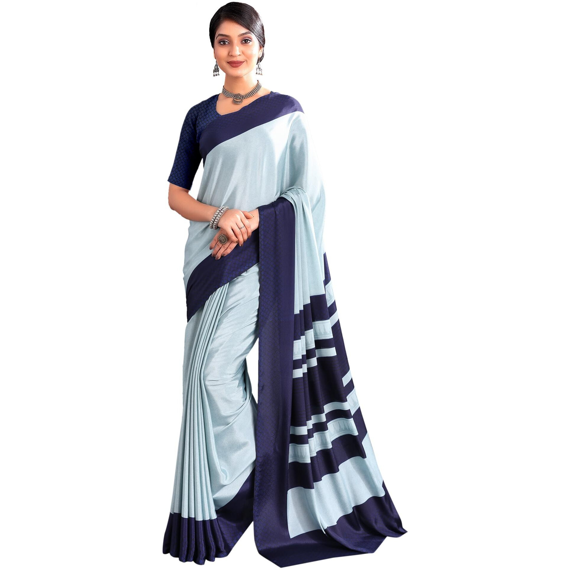 Jaanvi fashion Womens Ethnic Printed Crepe Silk Saree with Blouse Piece