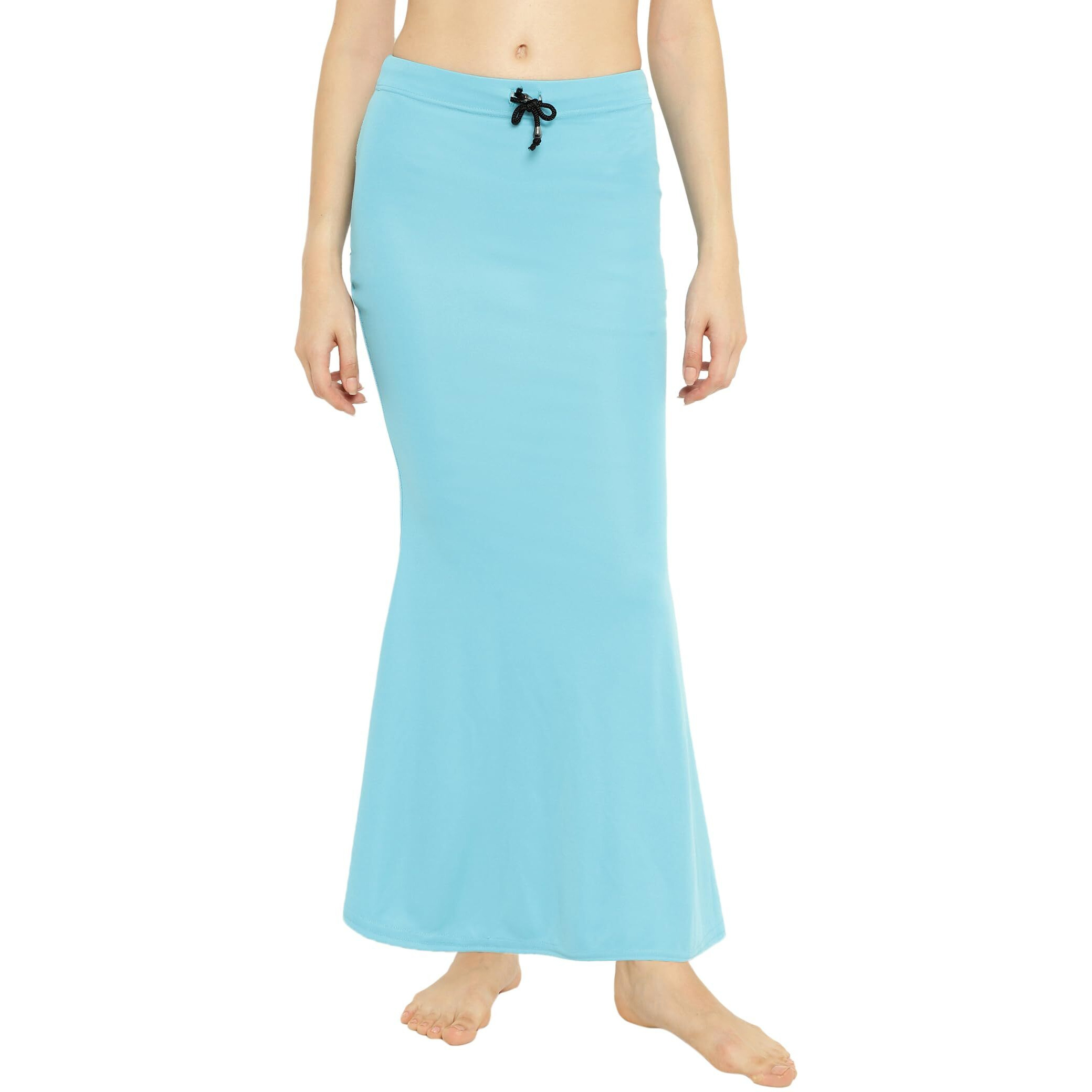 Sugathari Womens Sea Green Micro Fiber Solid Saree Shapewear for Women (AVA FISHCUT SEA S)