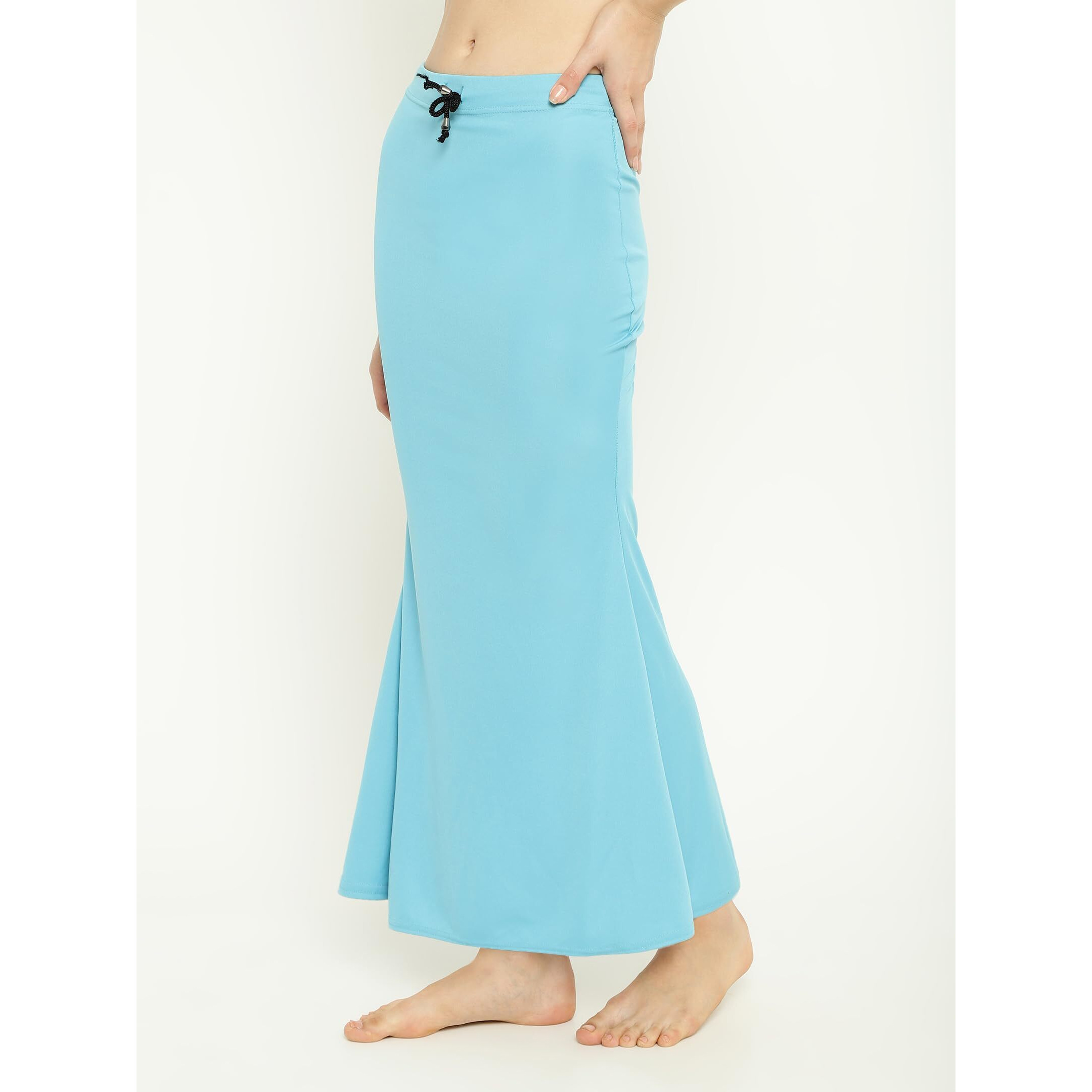 Sugathari Womens Sea Green Micro Fiber Solid Saree Shapewear for Women (AVA FISHCUT SEA S)