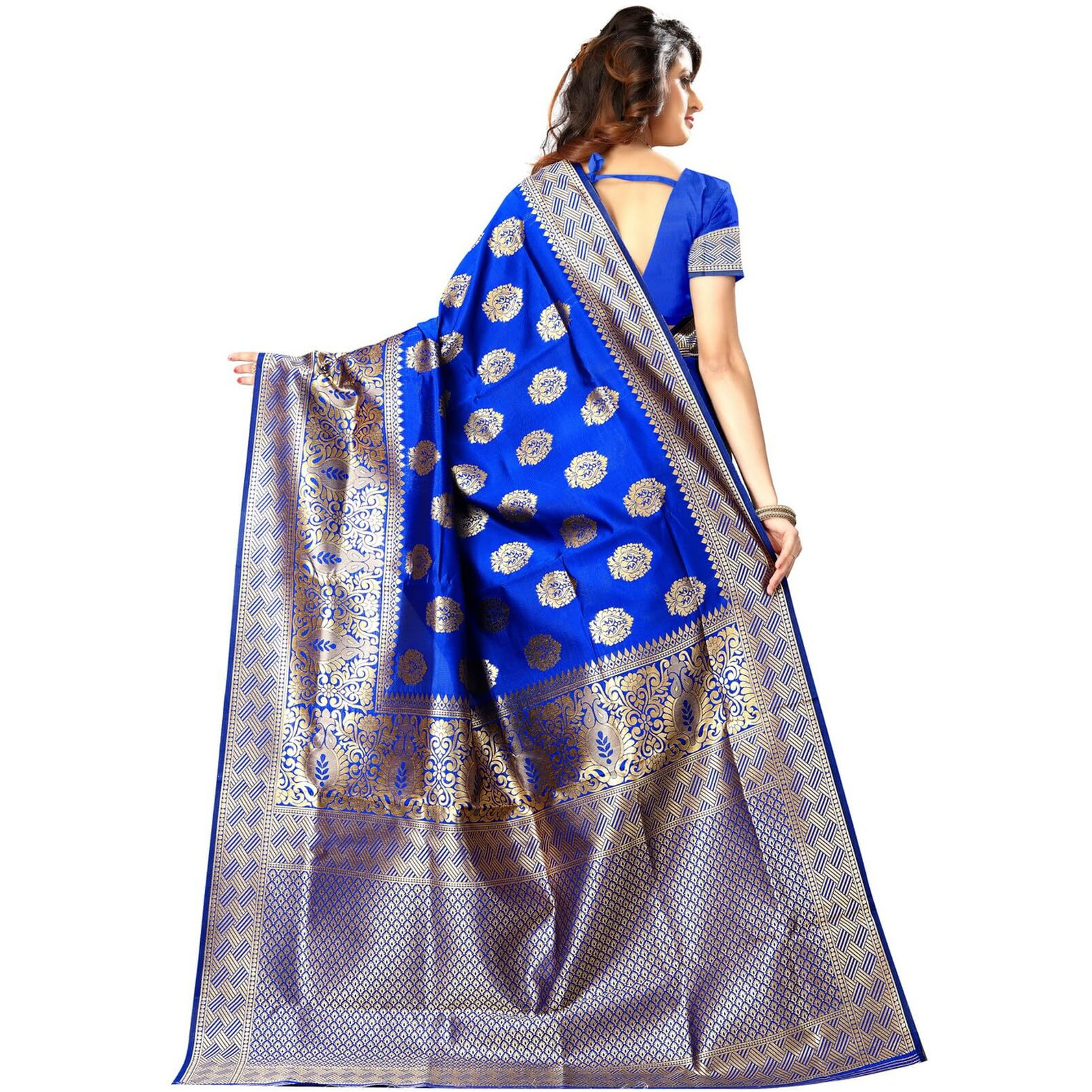 Sugathari Womens Banarasi Saree Pure Kanjivaram Silk Saree Soft new ladies 2023 Design Wear Pattu Sarees Latest Cotton Party Sari collections With Blouse Piece for Wedding sadi (SAM PARI-20-R BLUE)