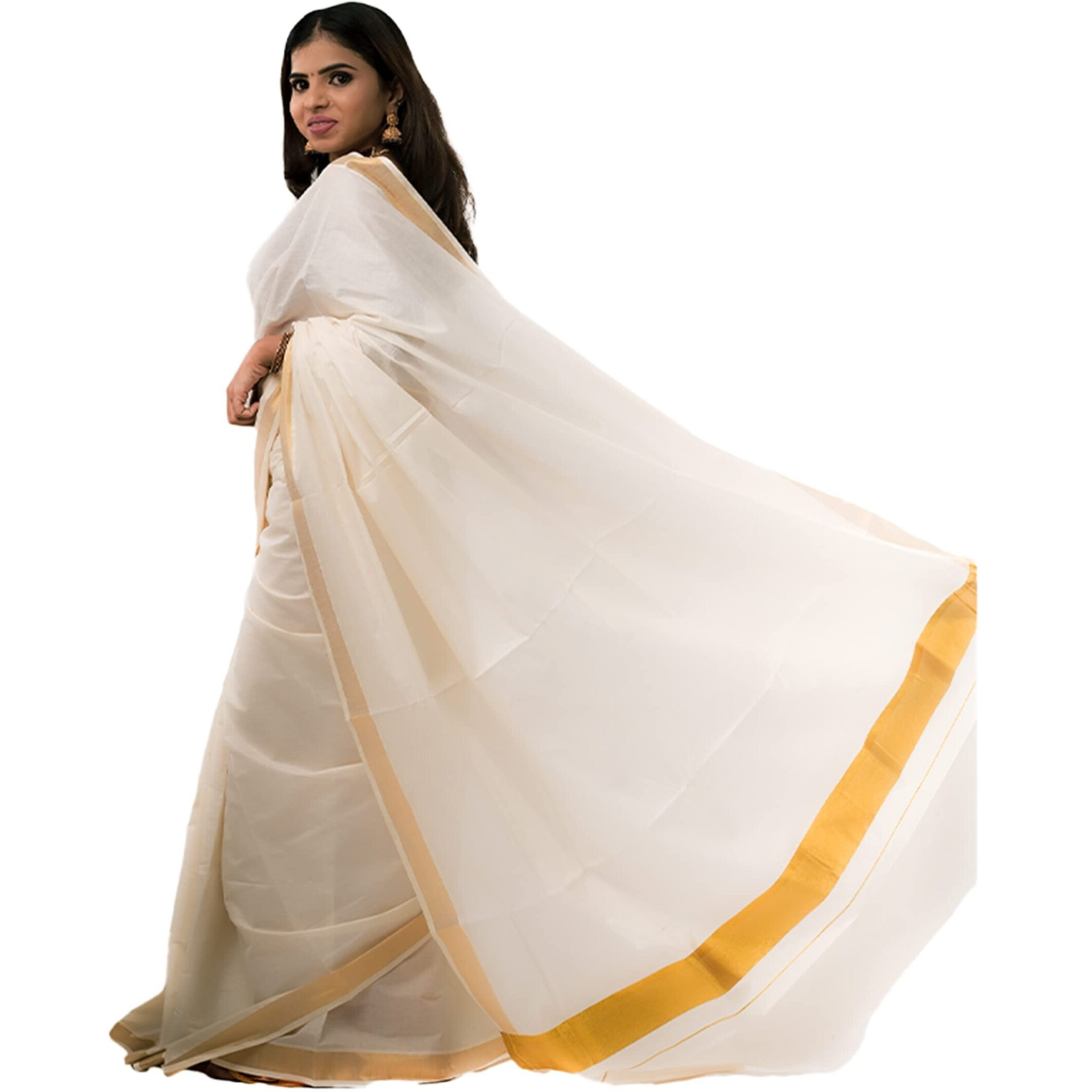 ALLUVY Womens Kasavu Cotton Saree With Blouse Piece (KPSS-617_Multicolour)