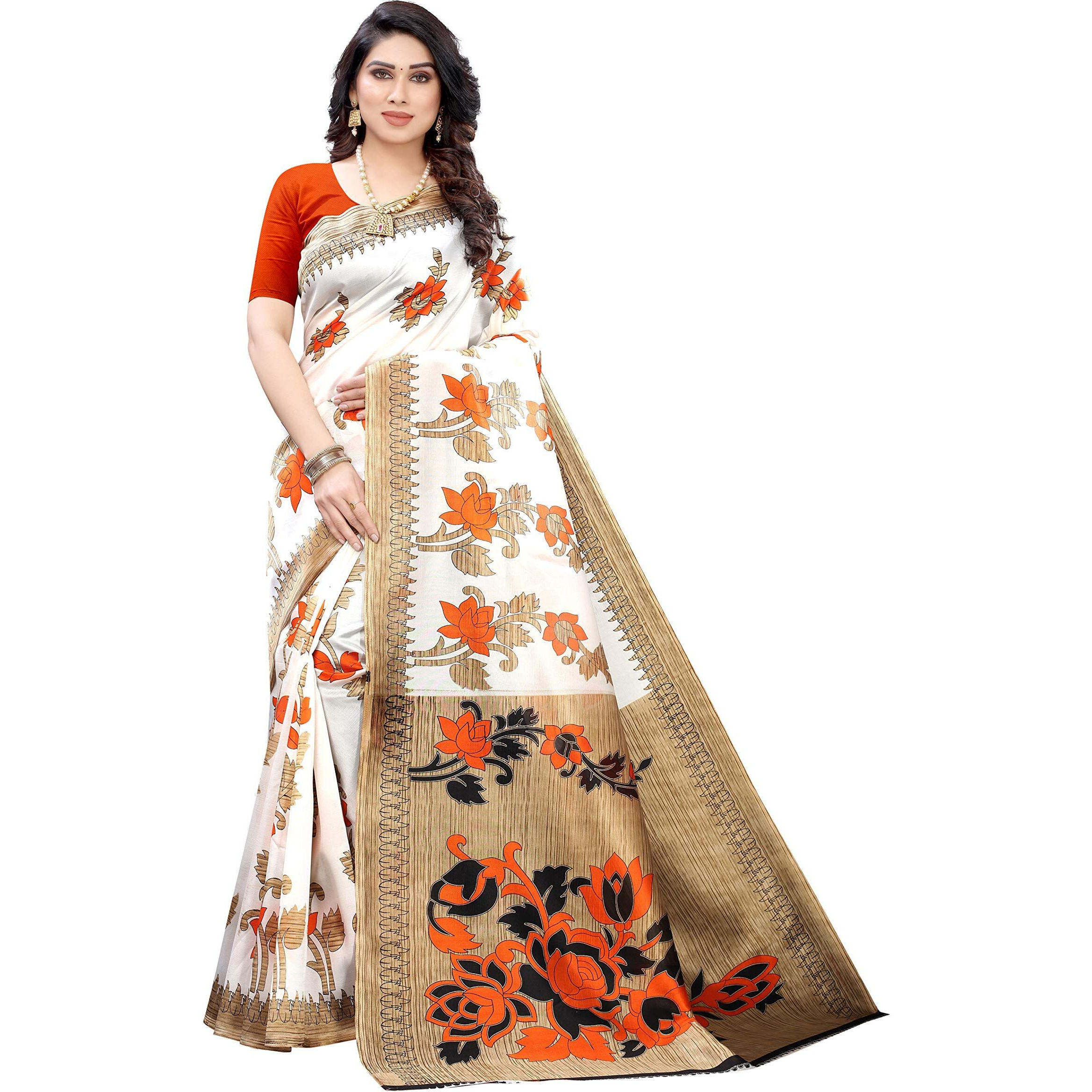 Yashika Womens Art Silk Saree (DYNA Orange