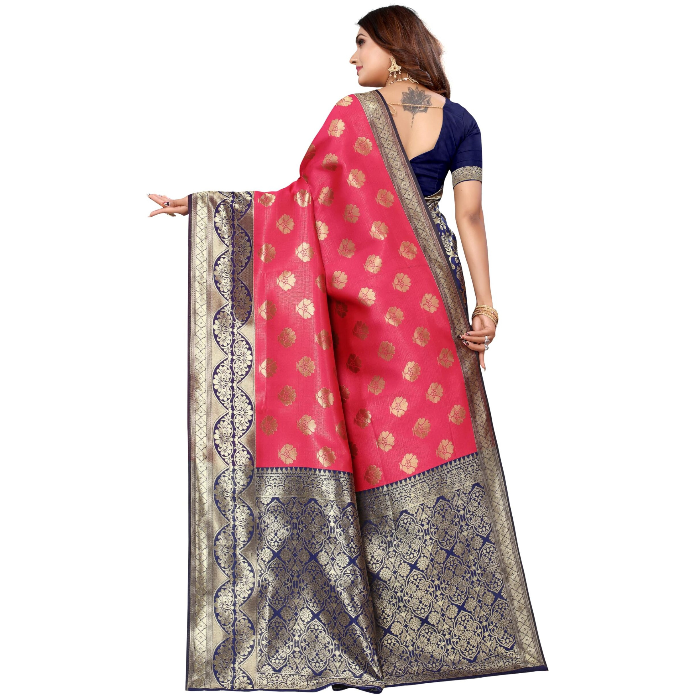 SHIVANAA Womens Jacquard Pink Color Saree With Blouse Piece||Saree For Women||GW1_30