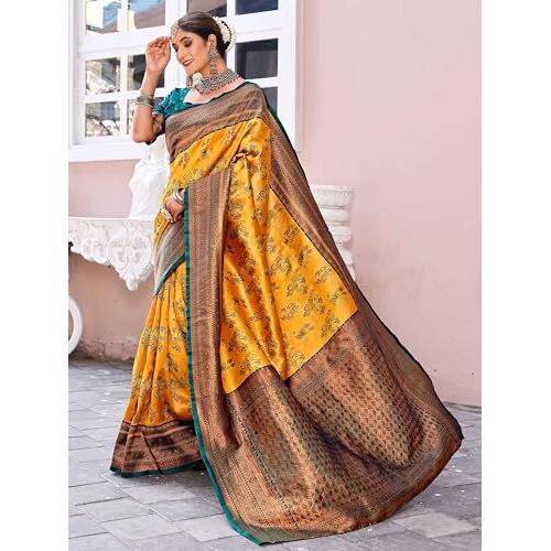GRECIILOOKS Womens Jacquard Cotton Silk Saree (GL-S2364-ORANGE)