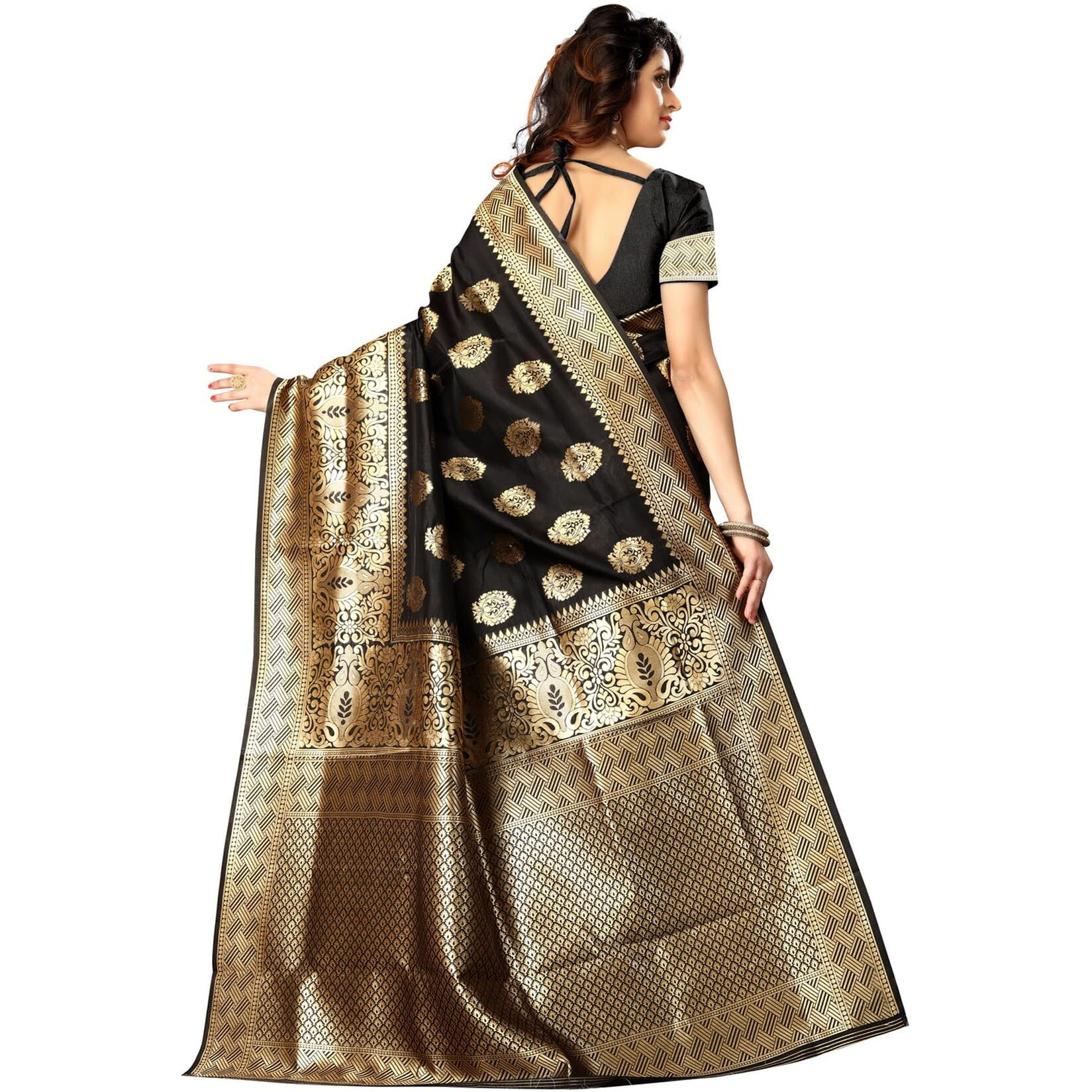 Sugathari Womens Banarasi Saree Pure Kanjivaram Silk Saree Soft new ladies 2023 Design Wear Pattu Sarees Latest Cotton Party Sari collections With Blouse Piece for Wedding sadi (SAM PARI-20-BLACK)