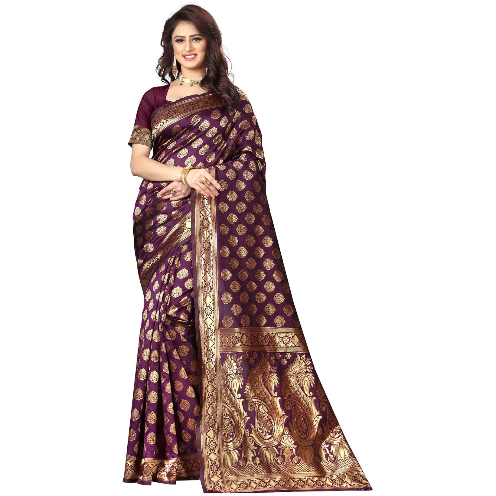Sugathari Womens Art Silk Wine Kanchipuram Saree (SAN PARI 72 WINE)