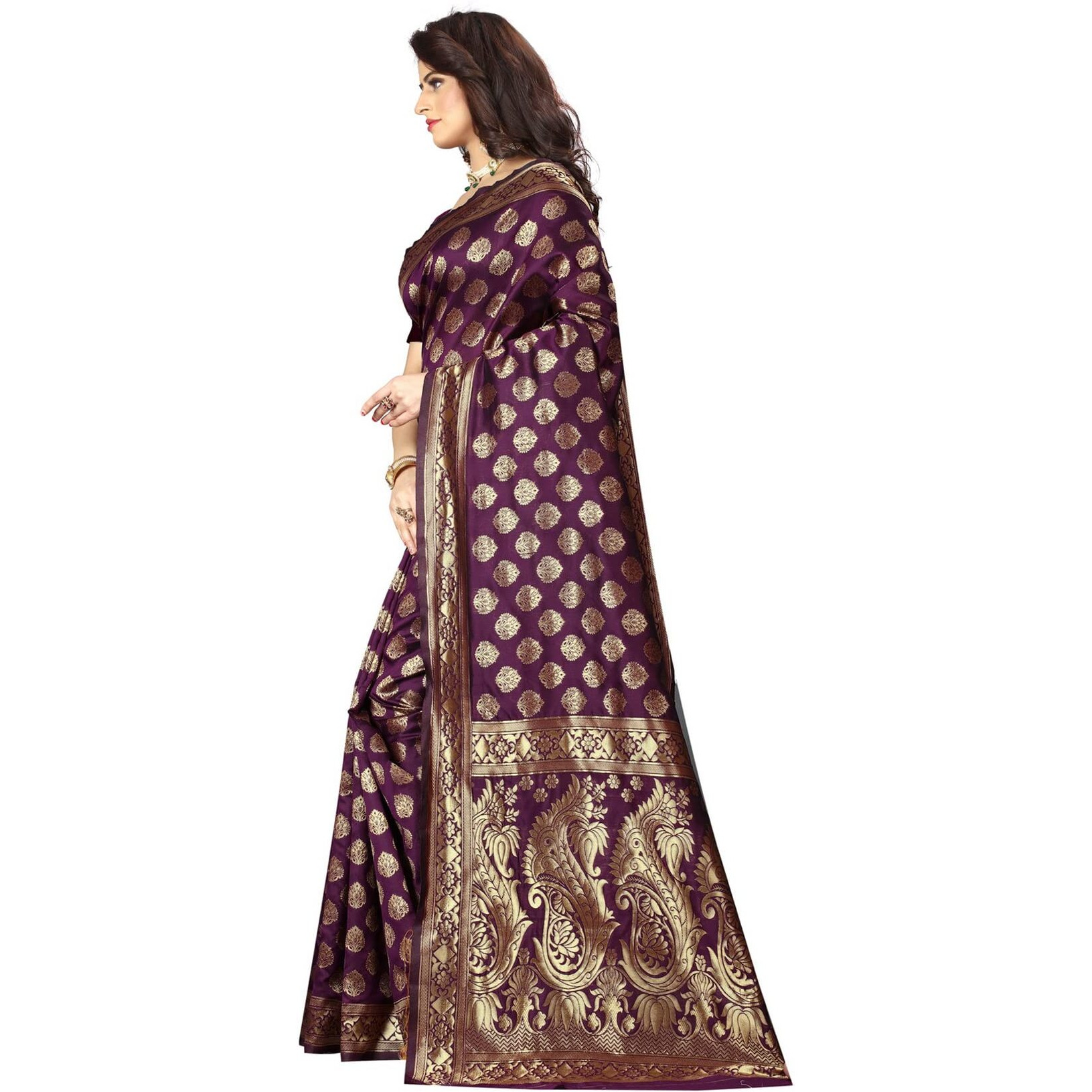 Sugathari Womens Art Silk Wine Kanchipuram Saree (SAN PARI 72 WINE)