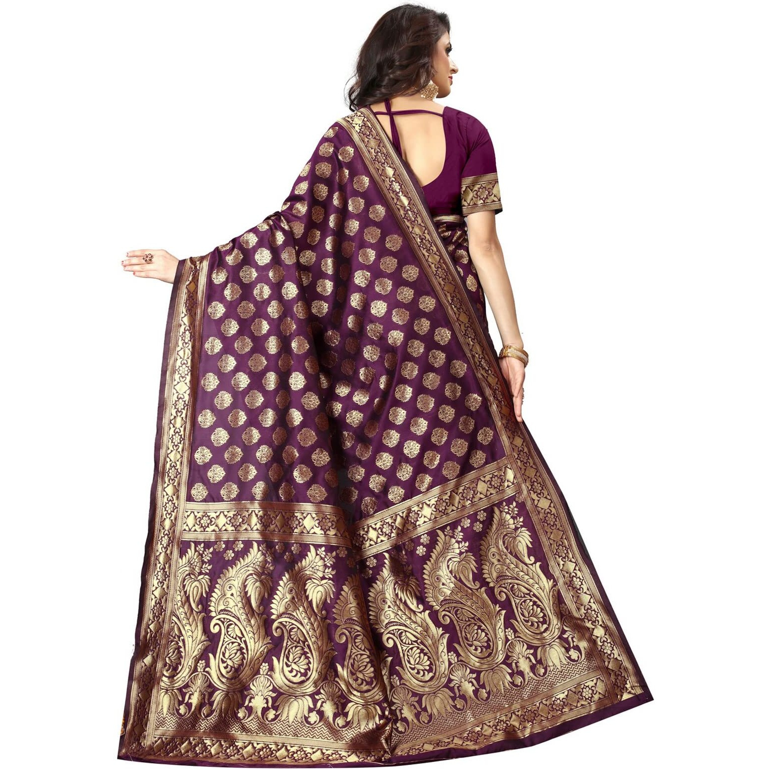 Sugathari Womens Art Silk Wine Kanchipuram Saree (SAN PARI 72 WINE)