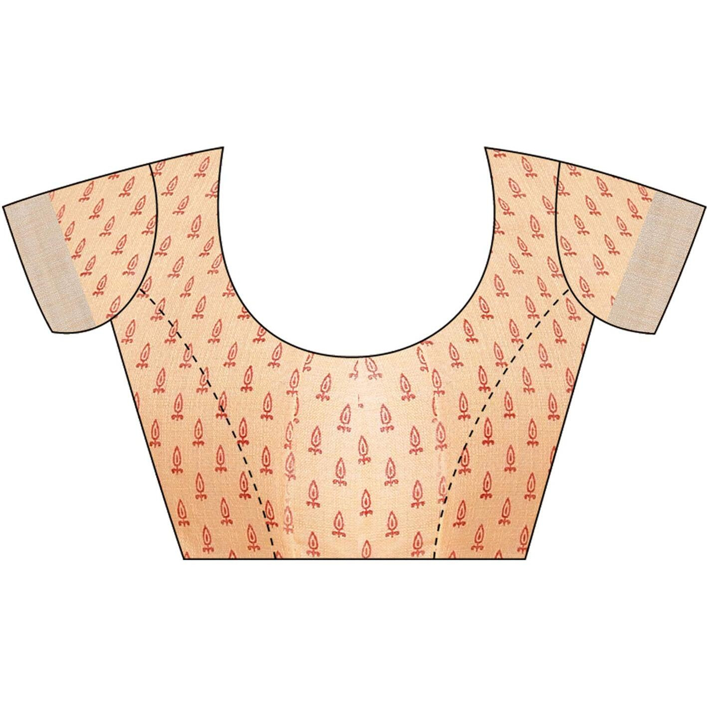 AKHILAM Womens Linen Geometric Saree With Unstitched Boluse Piece(Peach_KHNA83001)