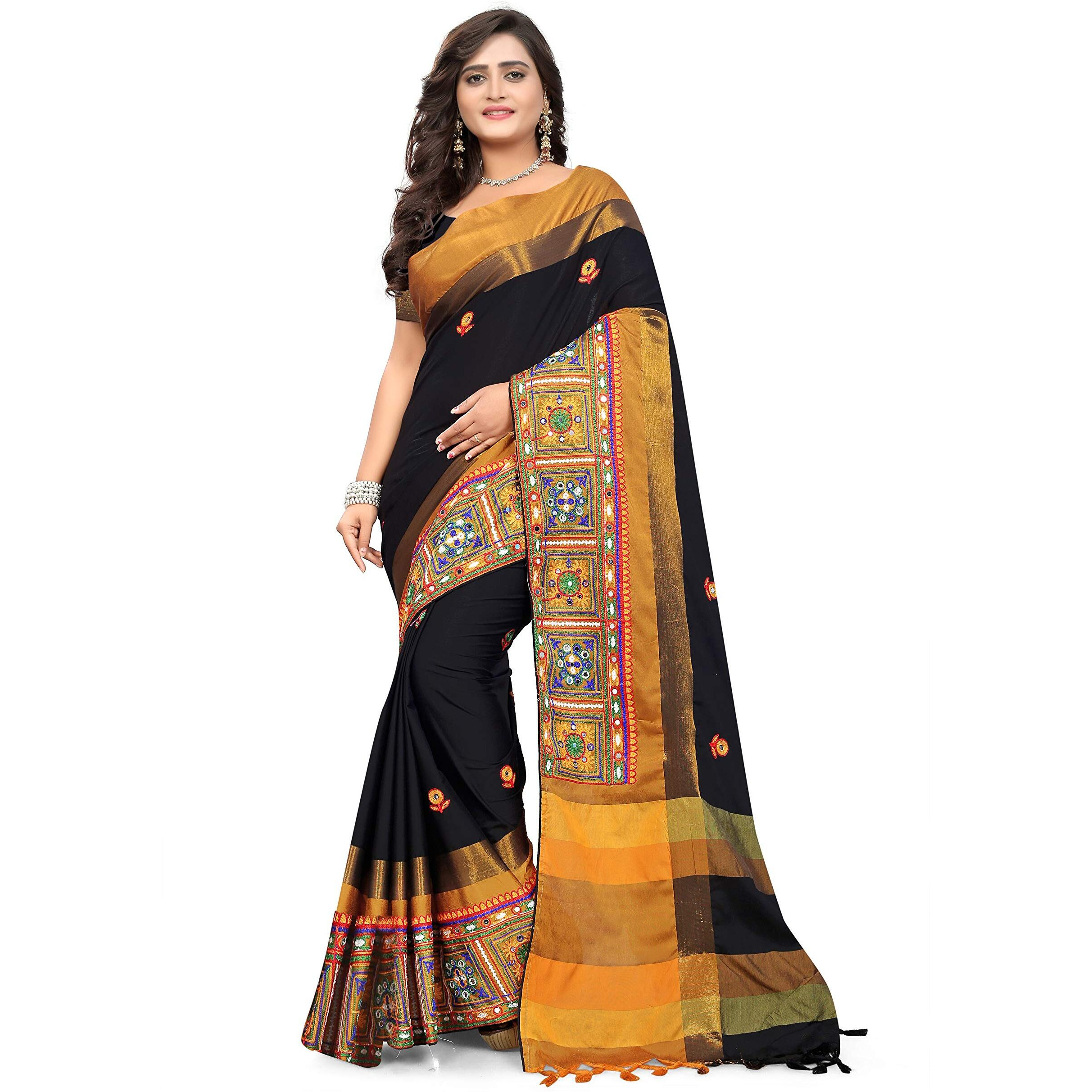arriva fab cotton silk with blouse piece Saree (Riva405_ Red_ Free Size)