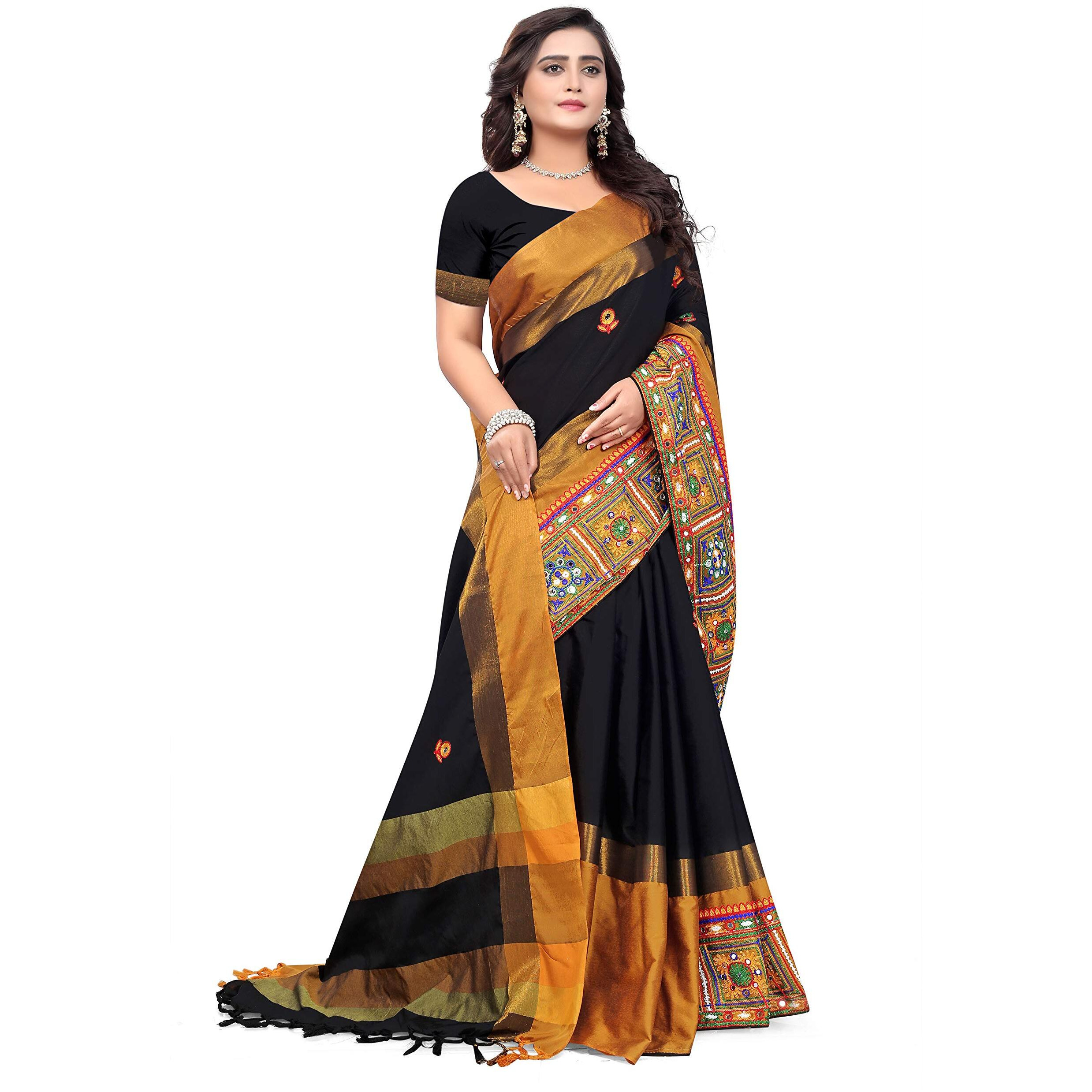 arriva fab cotton silk with blouse piece Saree (Riva405_ Red_ Free Size)