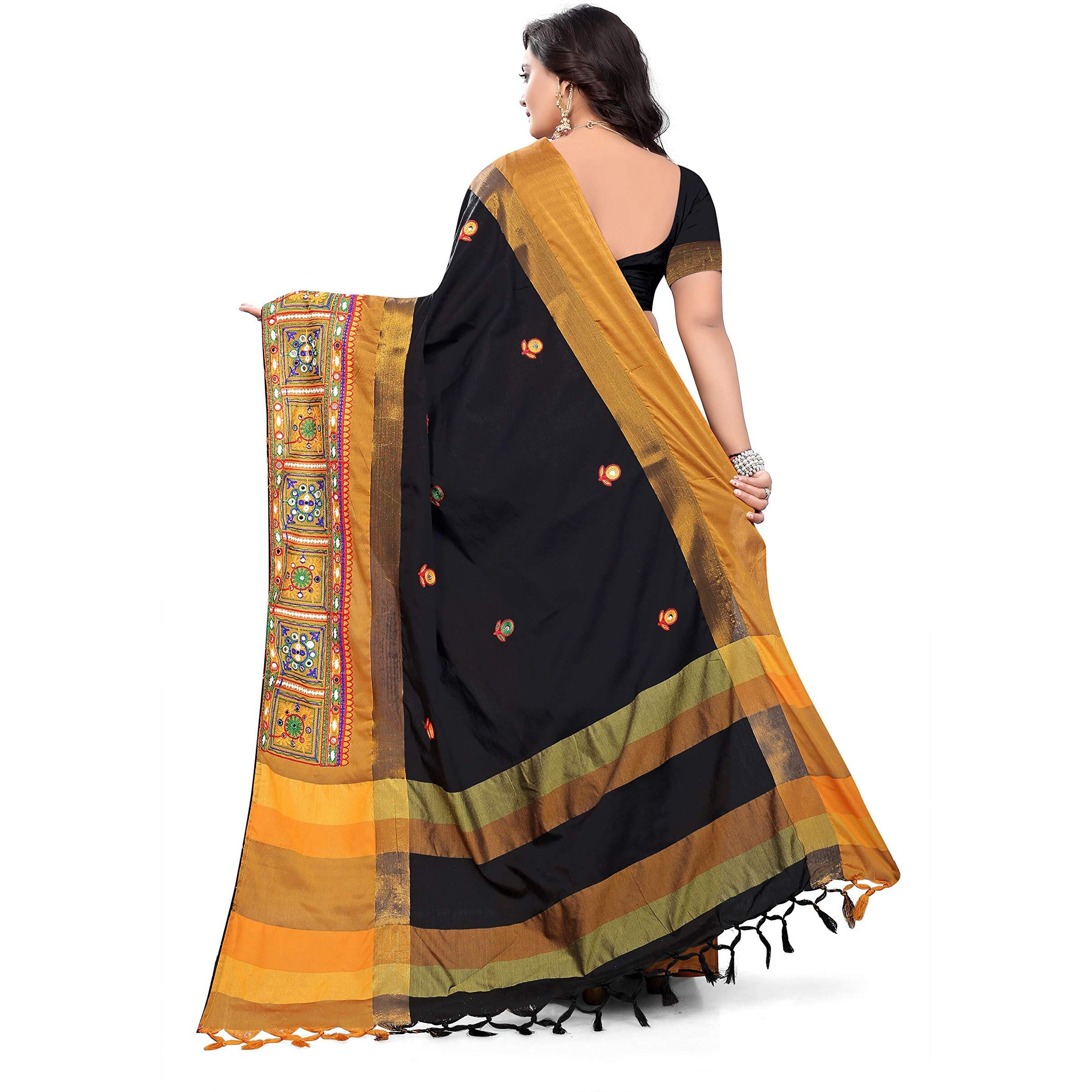 arriva fab cotton silk with blouse piece Saree (Riva405_ Red_ Free Size)
