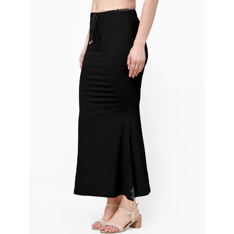 Chetmika Saree Shapewear for Women - Pure Cotton Lycra - Comfortable and Versatile Saree Petticoat Shapewear (Black, L)