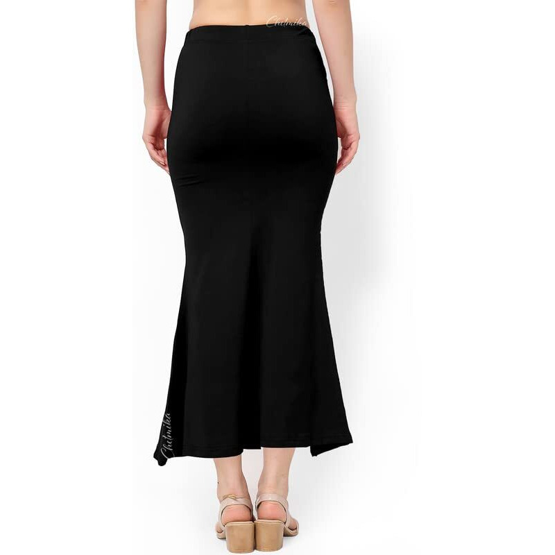 Chetmika Saree Shapewear for Women - Pure Cotton Lycra - Comfortable and Versatile Saree Petticoat Shapewear (Black, L)