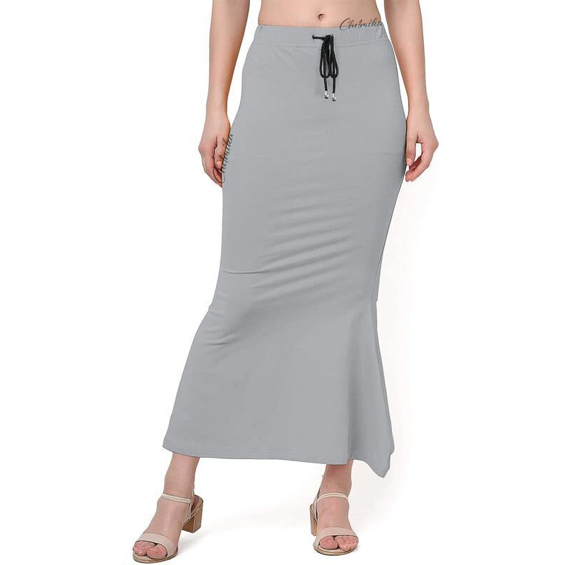 Chetmika Saree Shapewear for Women - Pure Cotton Lycra - Comfortable and Versatile Saree Petticoat Shapewear (Grey, L)