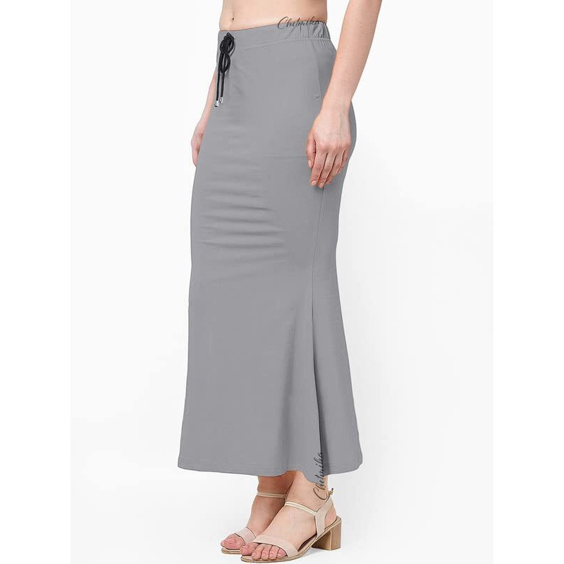 Chetmika Saree Shapewear for Women - Pure Cotton Lycra - Comfortable and Versatile Saree Petticoat Shapewear (Grey, L)