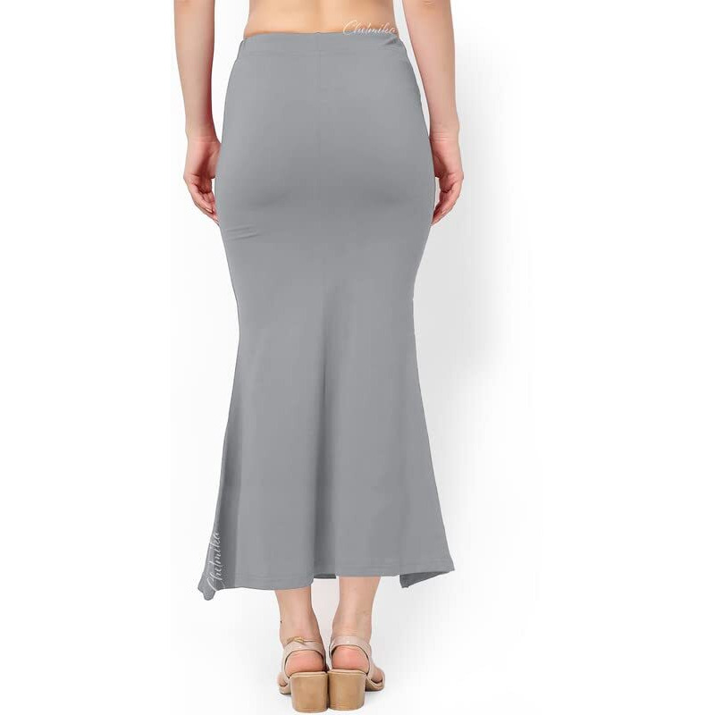 Chetmika Saree Shapewear for Women - Pure Cotton Lycra - Comfortable and Versatile Saree Petticoat Shapewear (Grey, L)