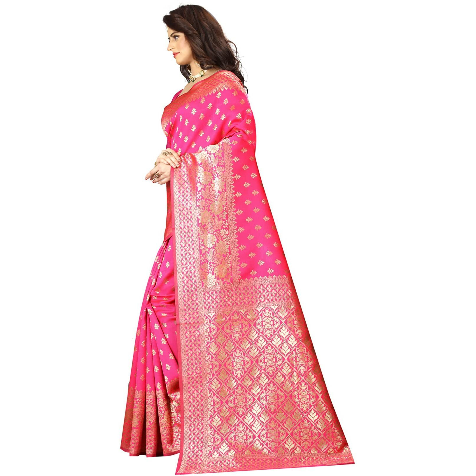 Sugathari Womens Art Silk Pink Kanchipuram Saree (SAN PARI 73 PINK)