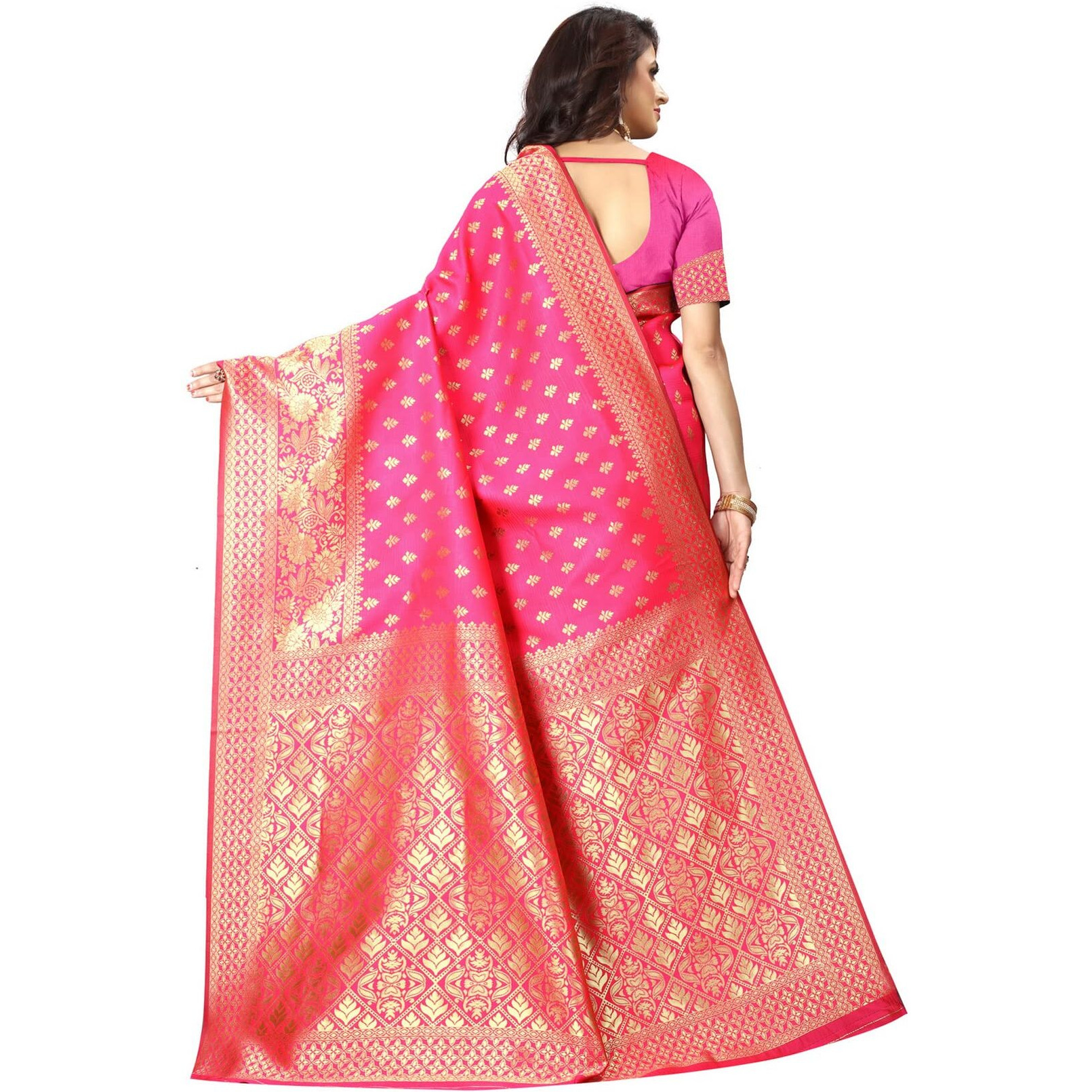 Sugathari Womens Art Silk Pink Kanchipuram Saree (SAN PARI 73 PINK)