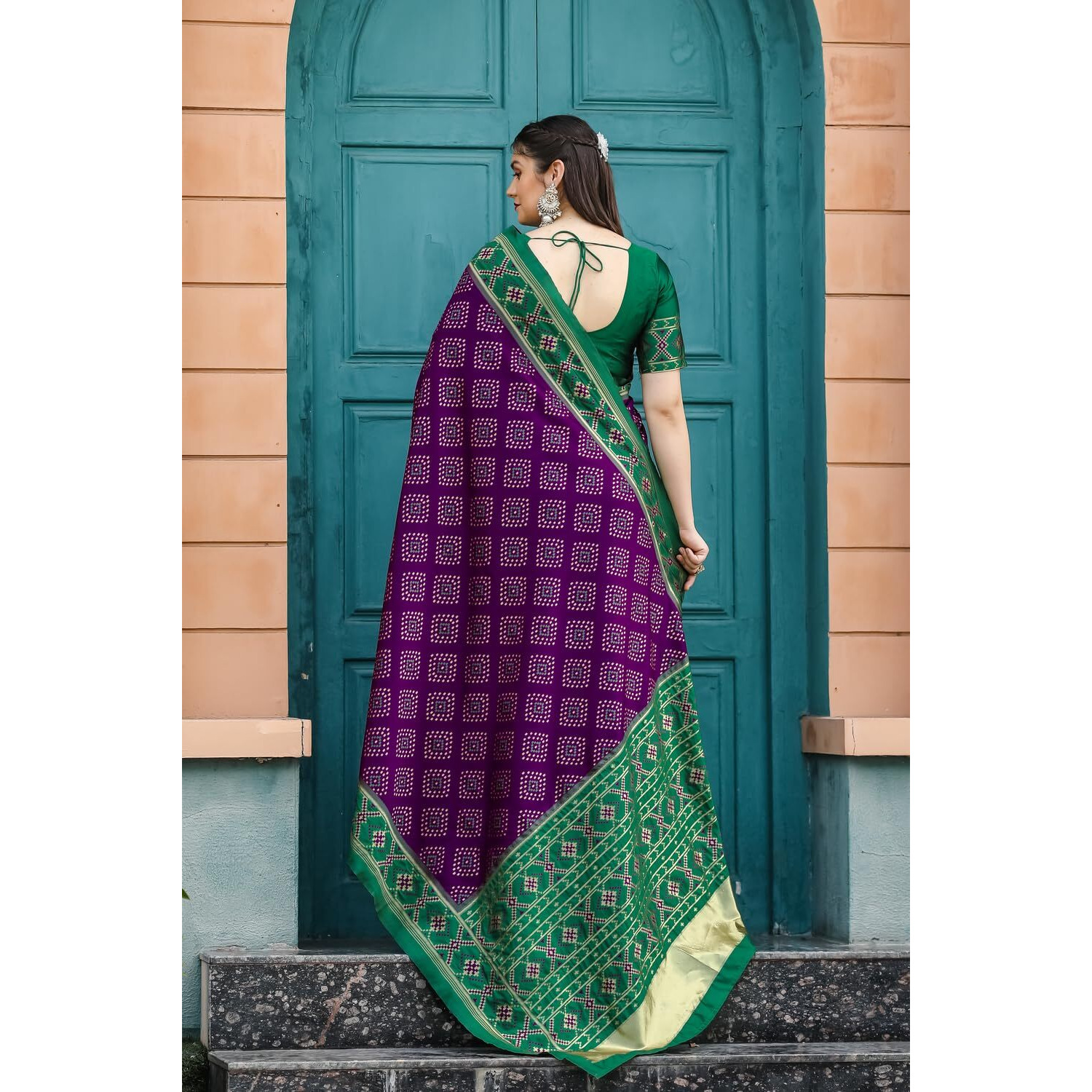 Leriya Fashion Womens Pure Jacquard Banarasi Kanjivarm Cotton Silk Floral Printed Saree with Blouse Piece|| (Purple)