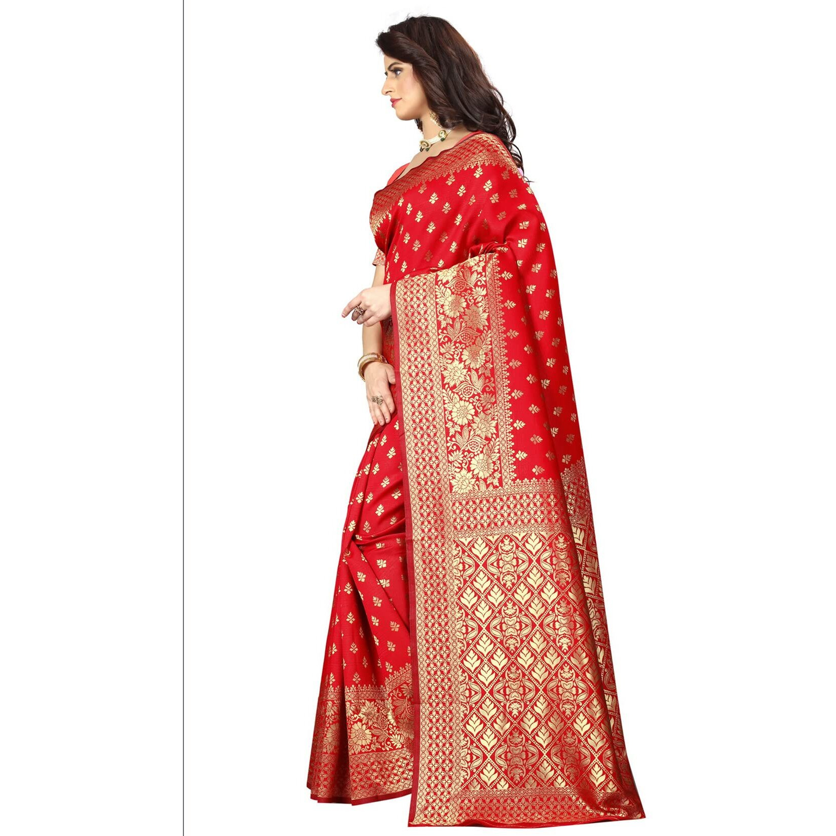 Sugathari Womens Art Silk Red Kanchipuram Saree (SAN PARI 73 RED)