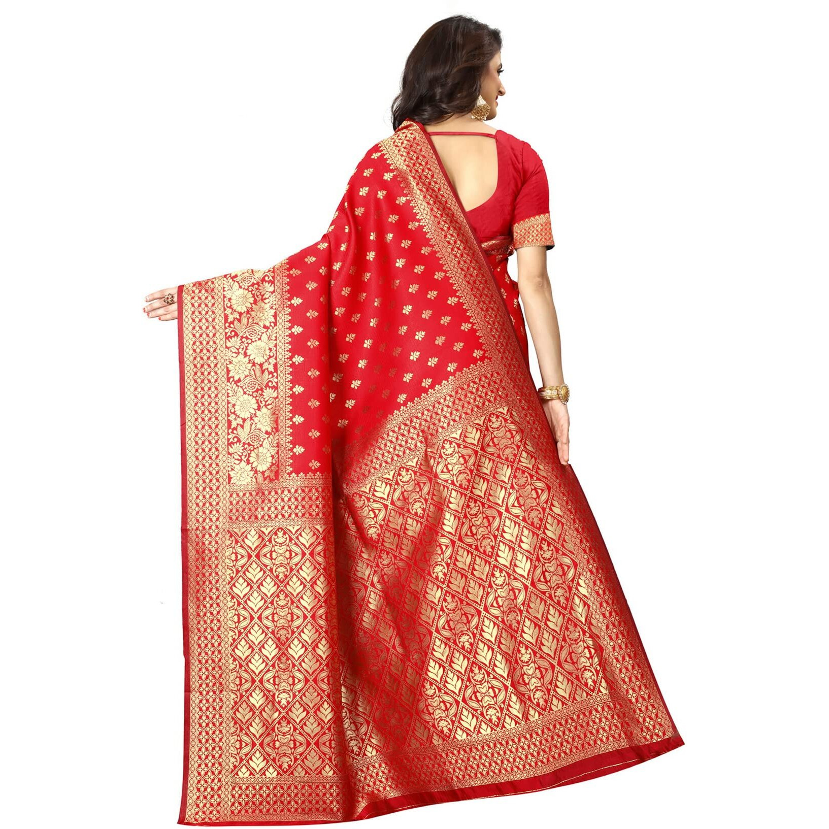 Sugathari Womens Art Silk Red Kanchipuram Saree (SAN PARI 73 RED)