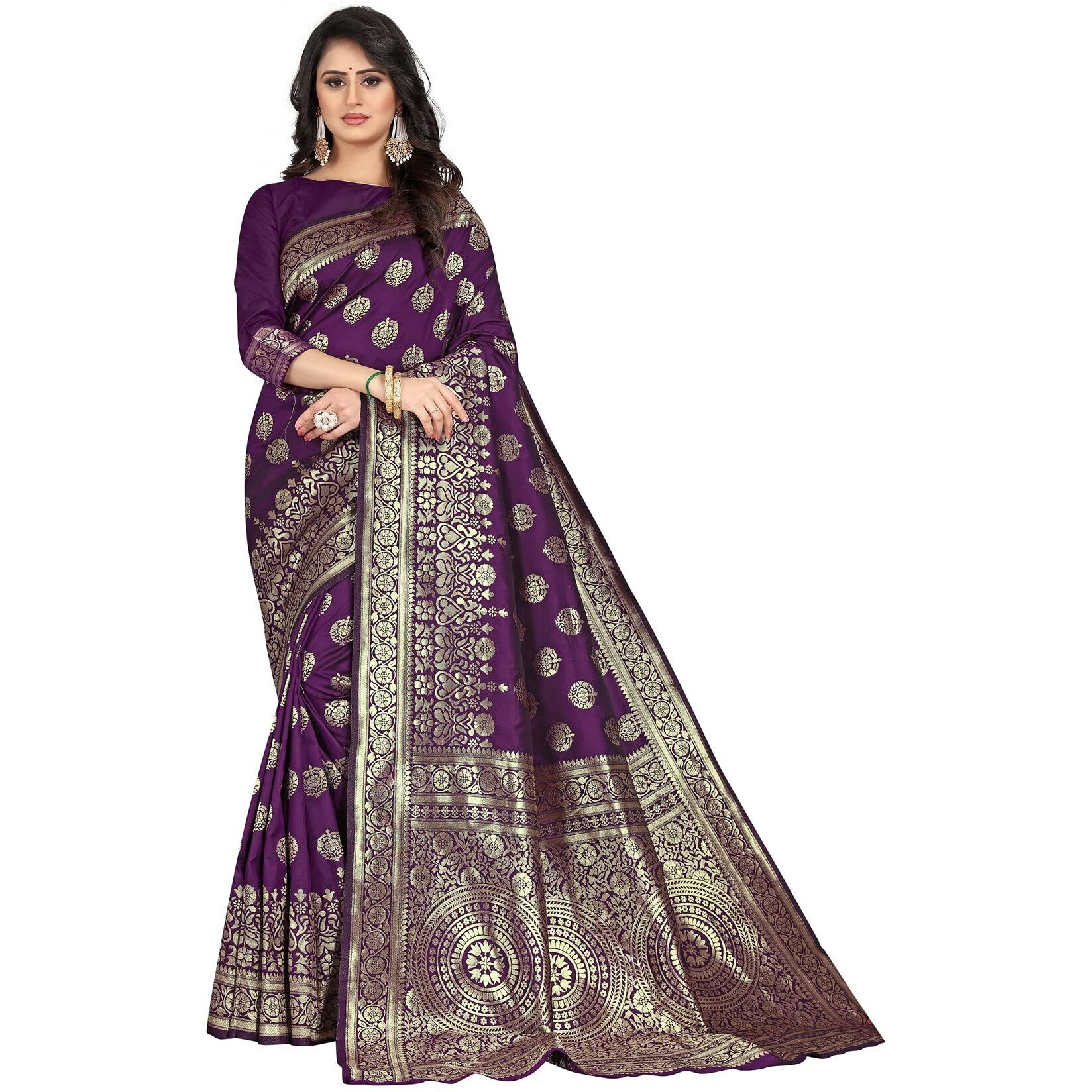 Sugathari Womens Art Silk Purple Kanchipuram Saree (SAN PARI S-2 PURPLE)