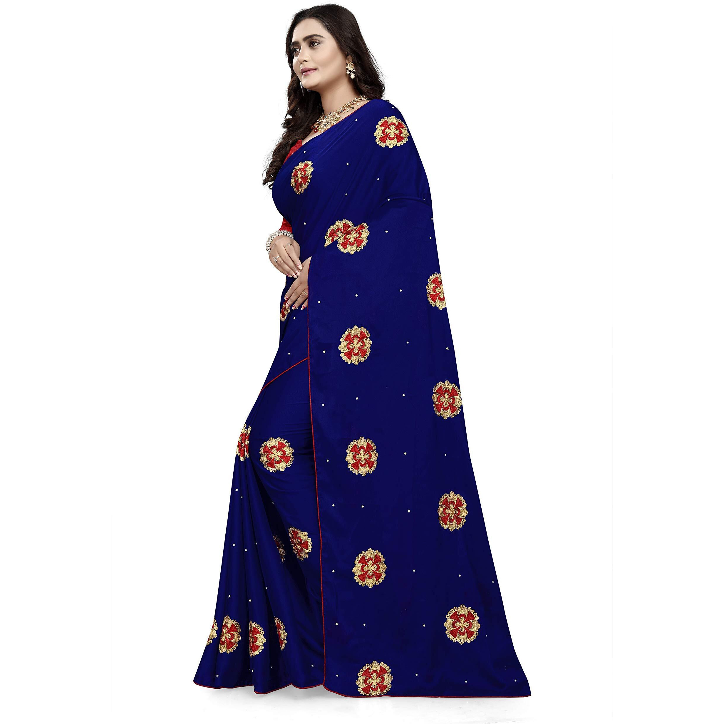 arriva fab Womens Rangoli With Embroidery and Pearl handwork Saree
