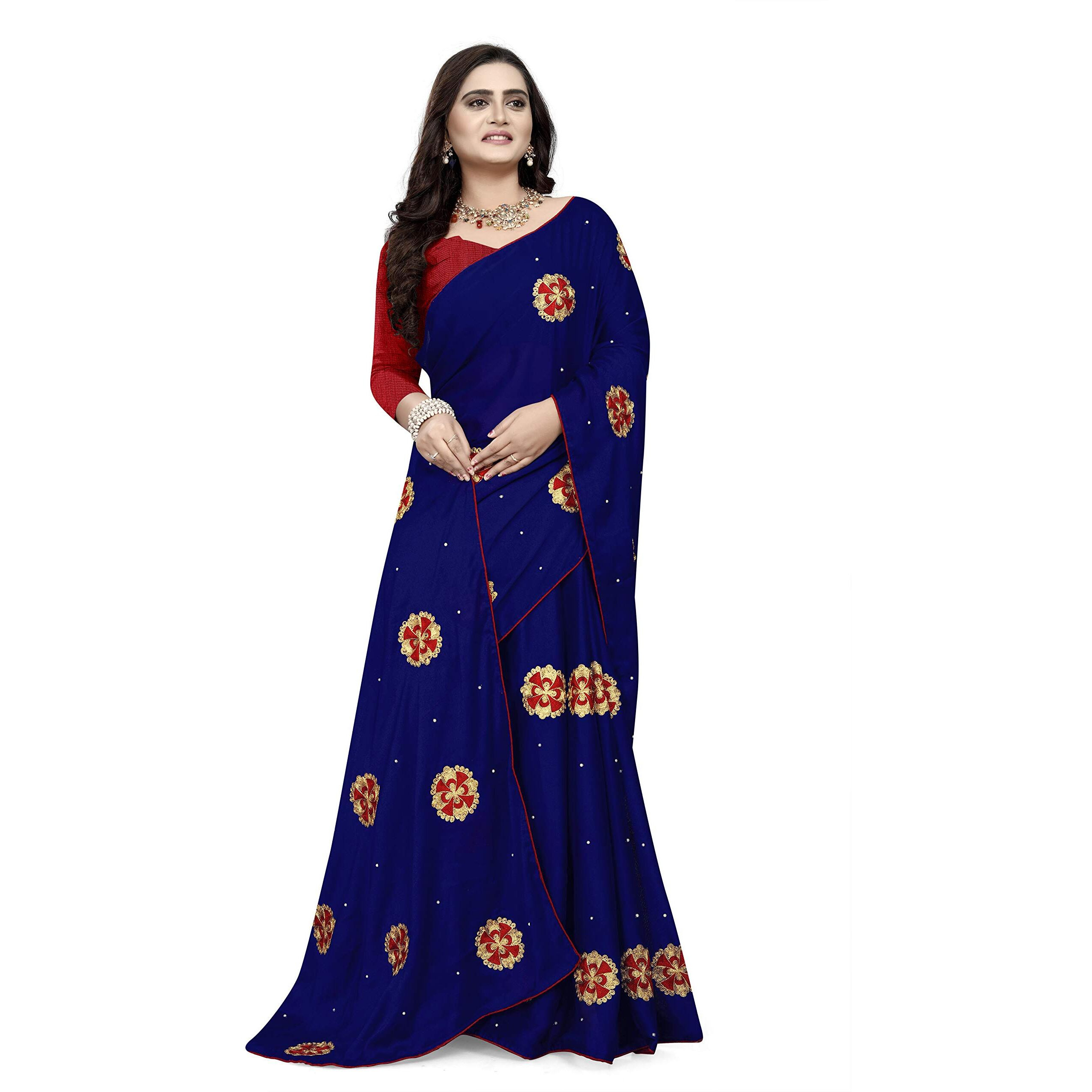 arriva fab Womens Rangoli With Embroidery and Pearl handwork Saree