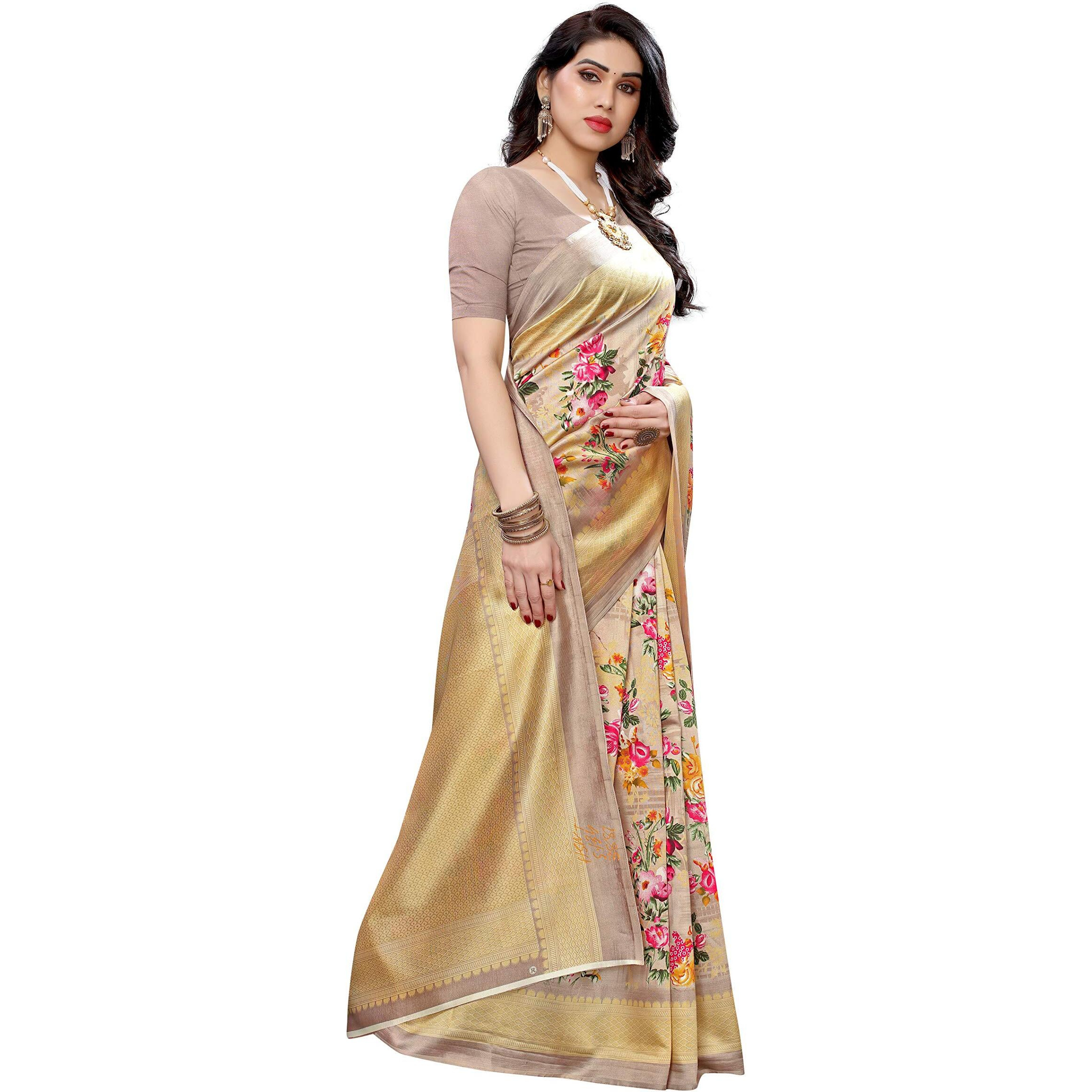 Yashika Womens art silk Saree (AIR MUSTARD