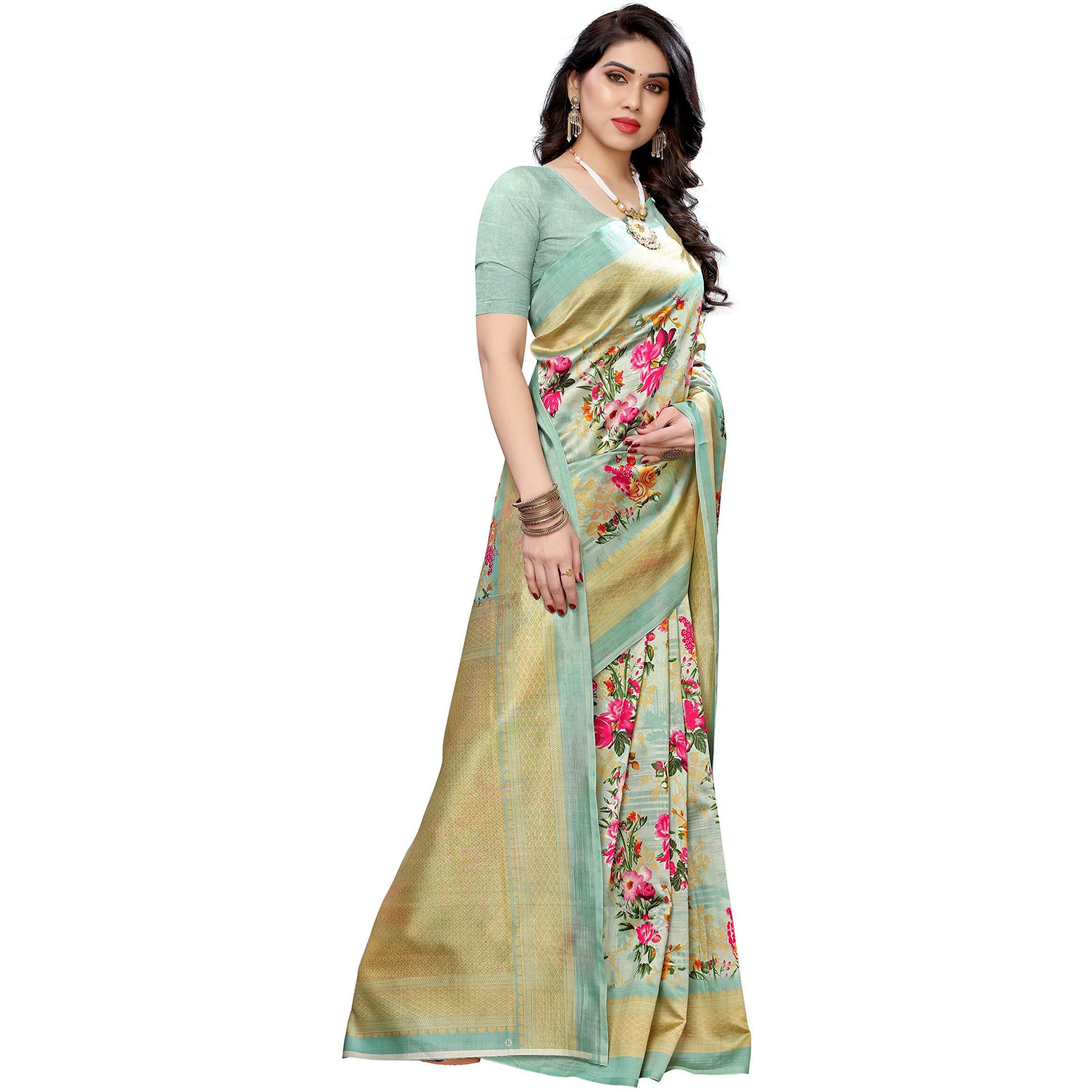 Yashika Womens art silk Saree (AIR LIGHT GREEN