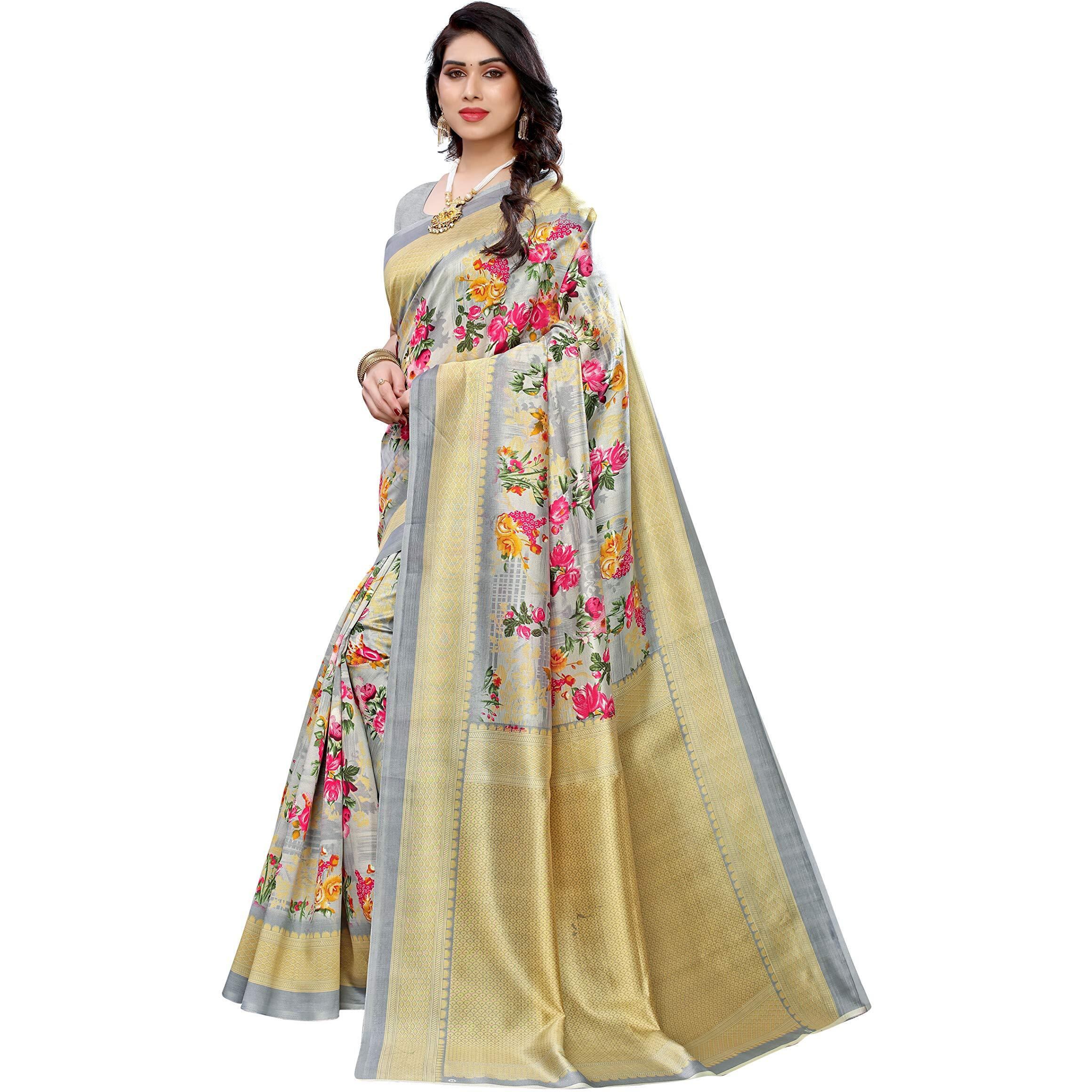 Yashika Womens art silk Saree (AIR GREY