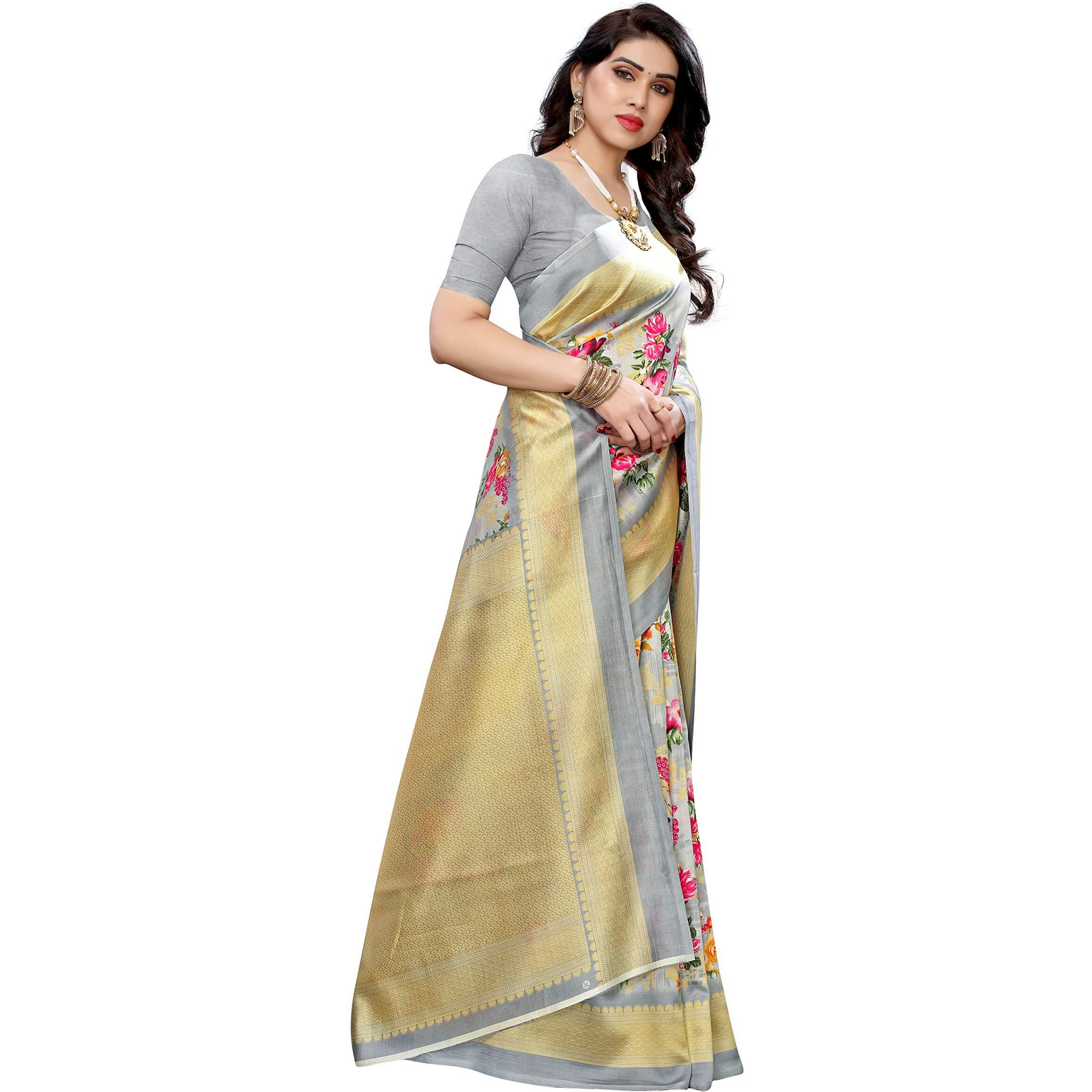 Yashika Womens art silk Saree (AIR GREY