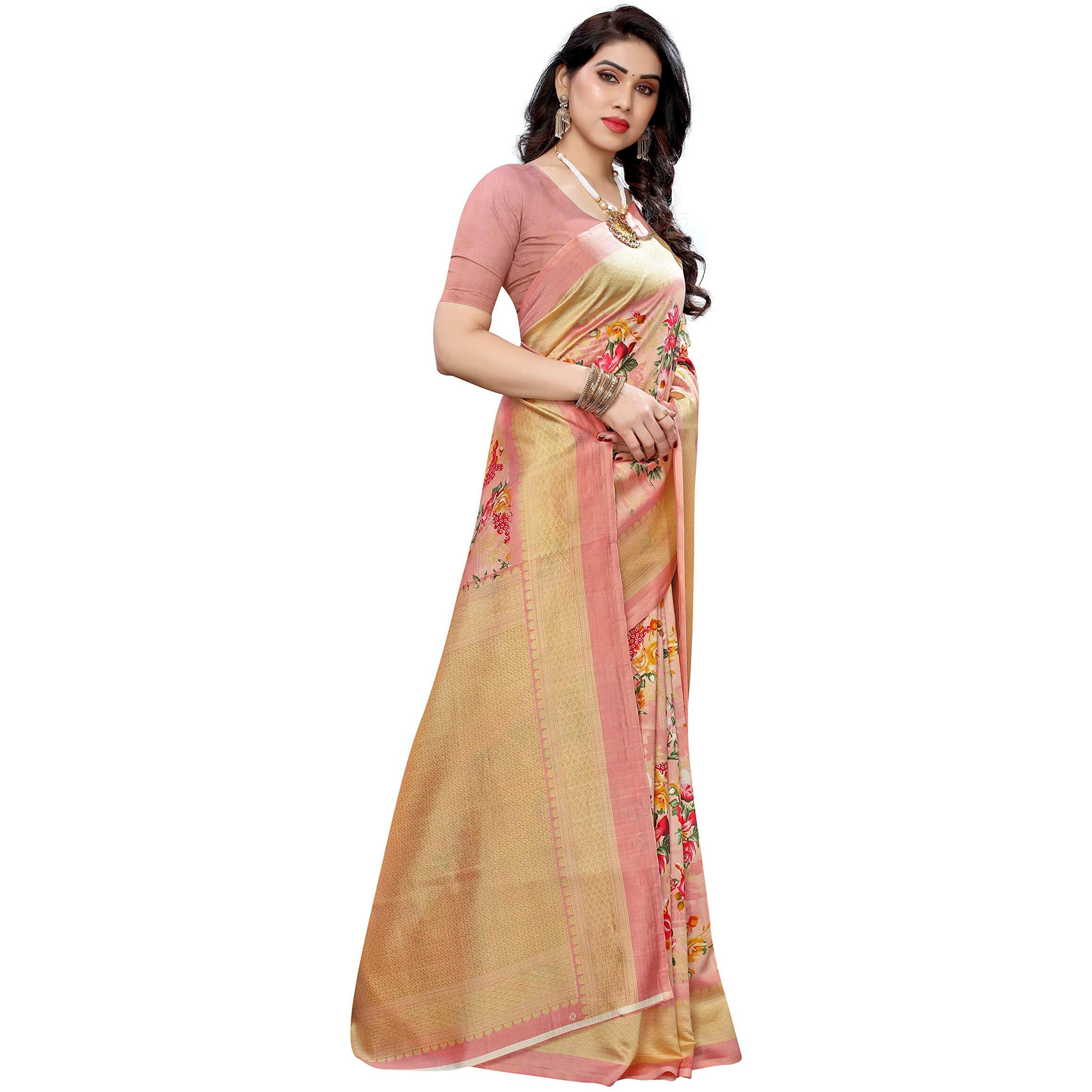 Yashika Womens Art Silk Saree (AIR Peach_Pink)